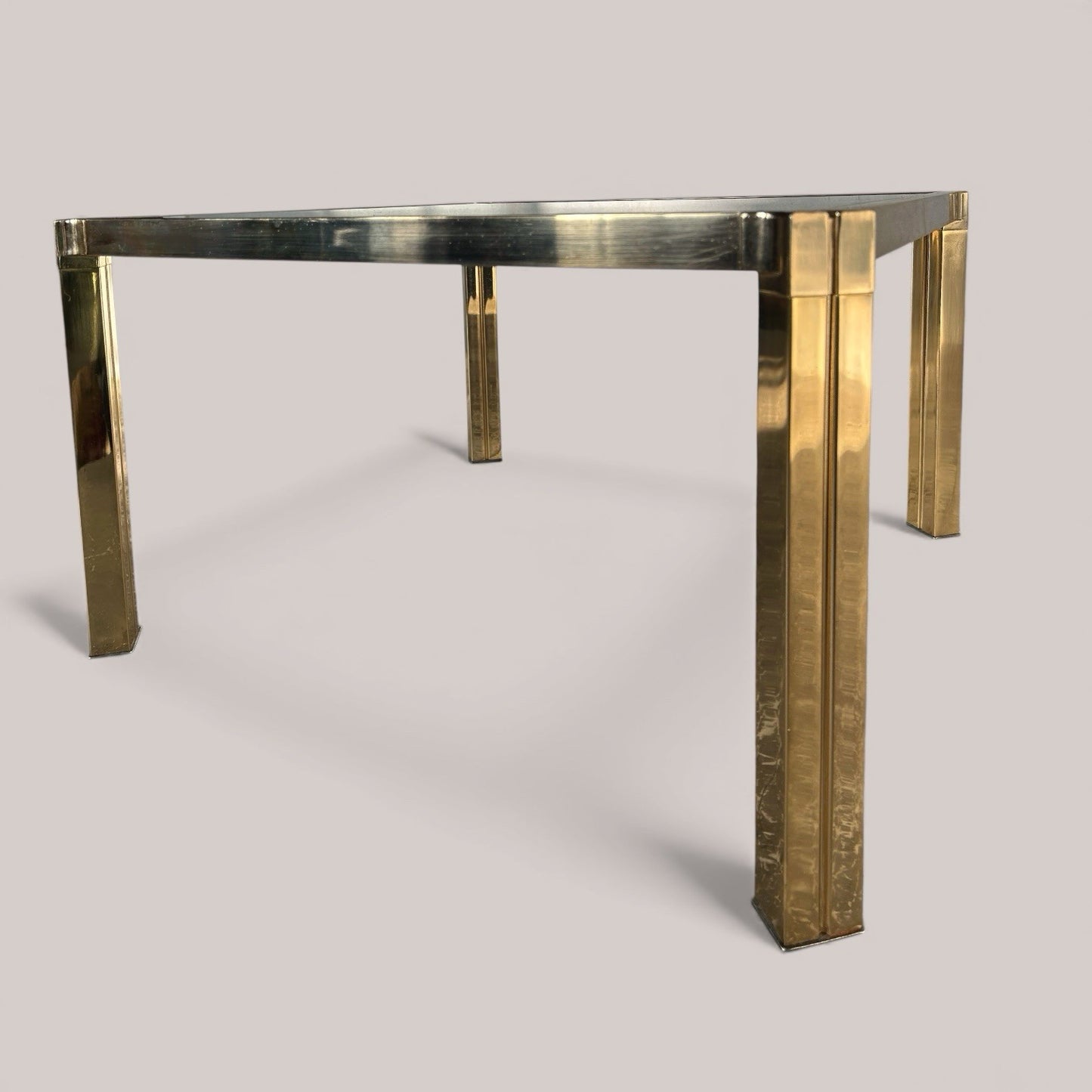 1970s Gold & Glass Hollywood Regency Coffee Table