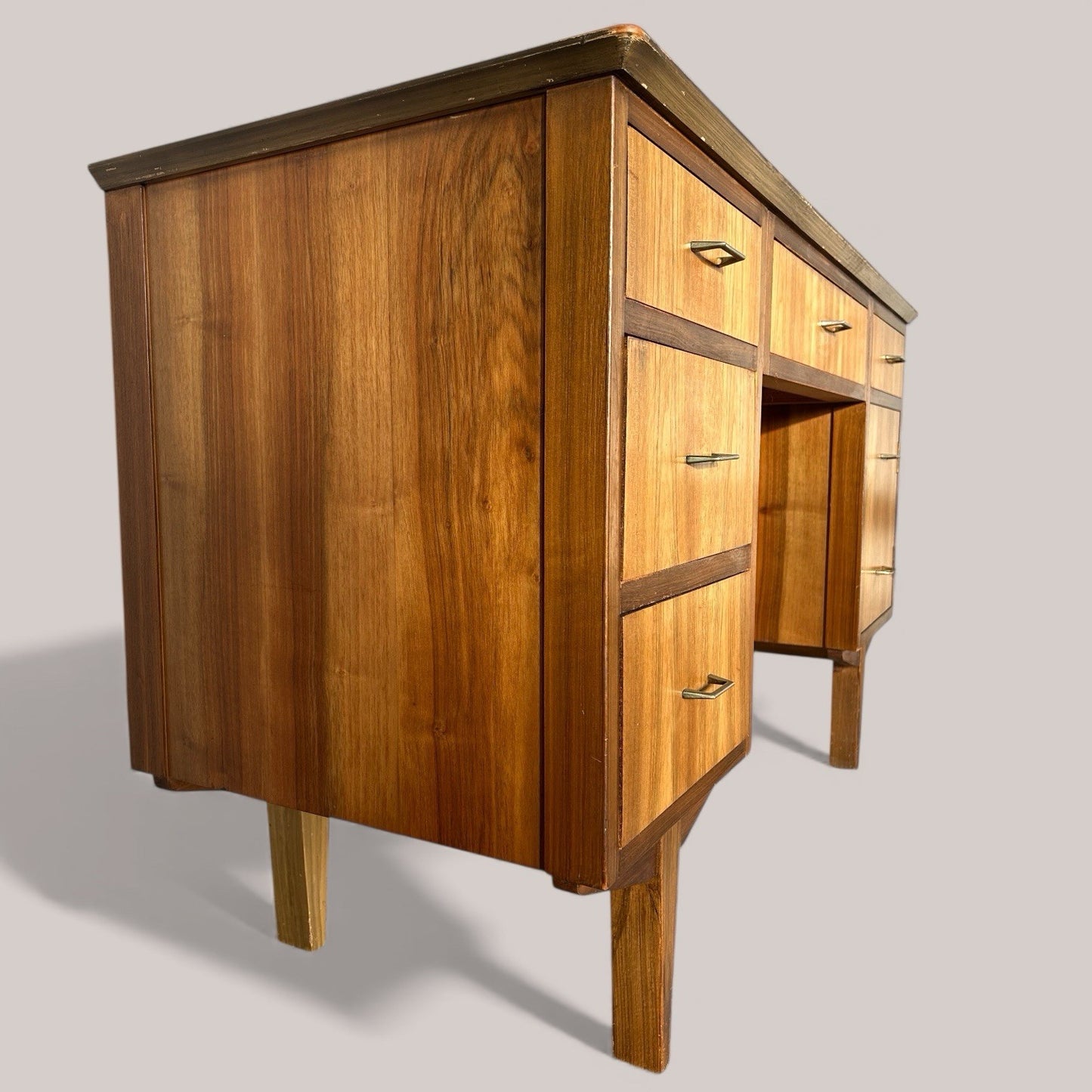 Small Mid-Century Teak Writing Desk with Drawers
