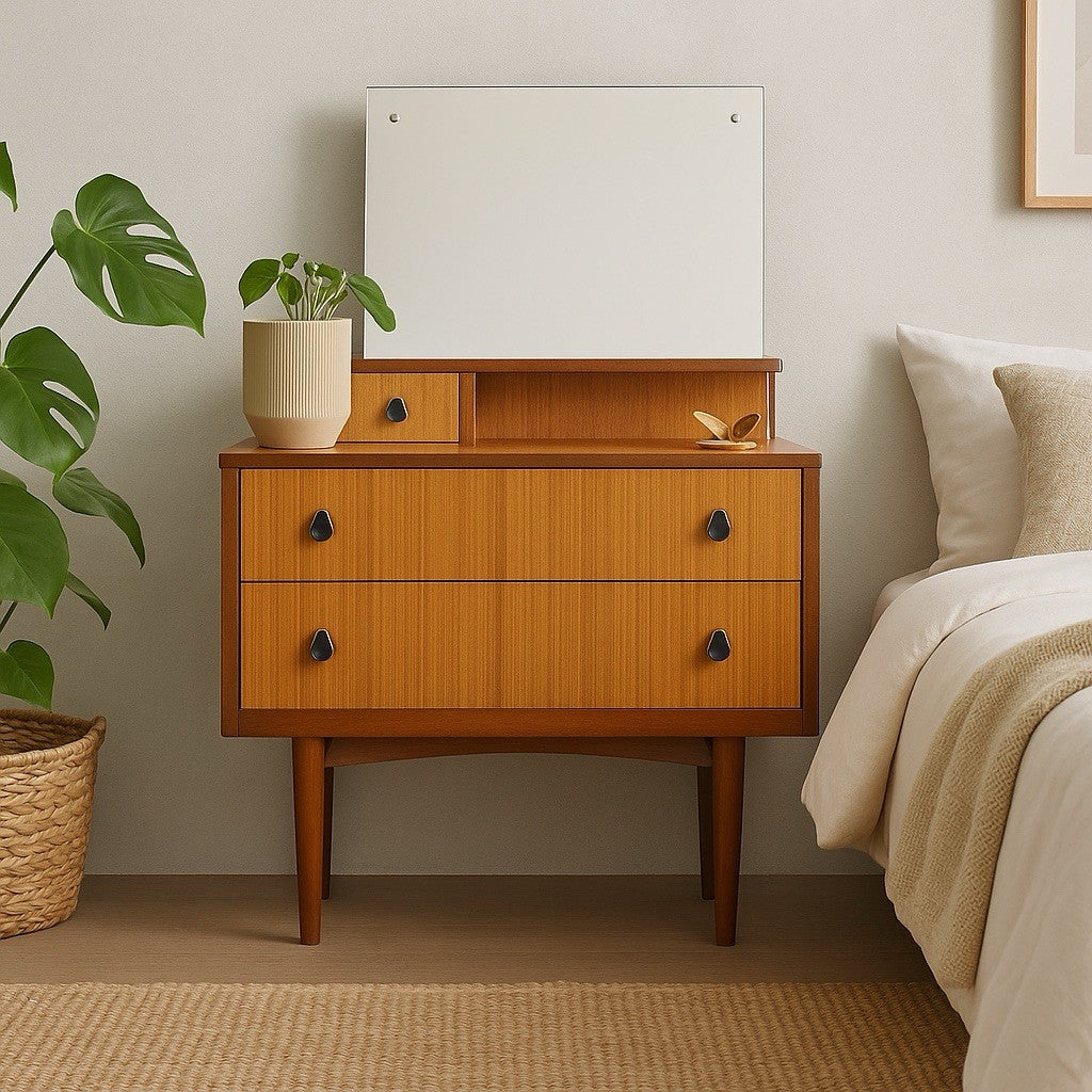 Mid Century Dressing Table with Mirror – 1960s Teak