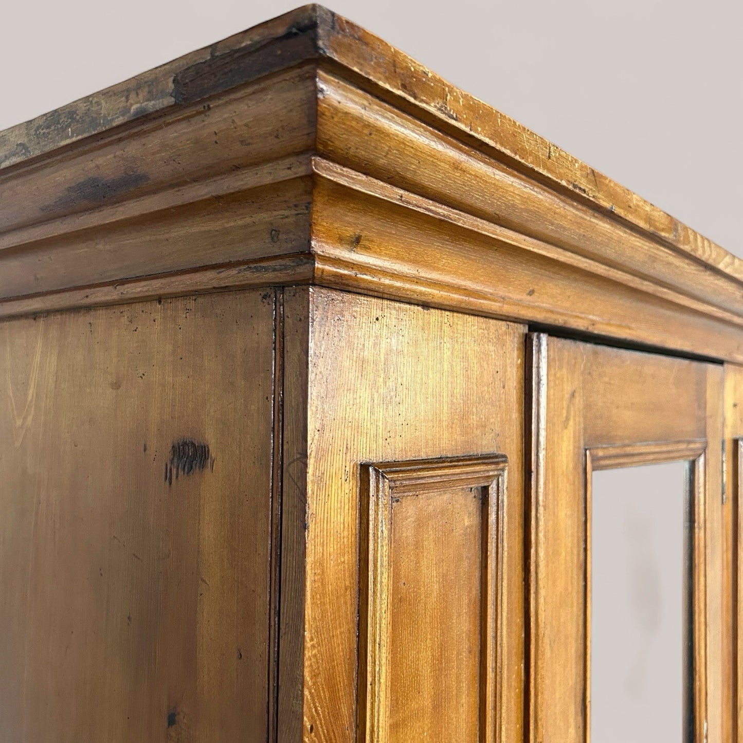 Victorian Pine Mirrored Hall Cupboard / Coat Armoire