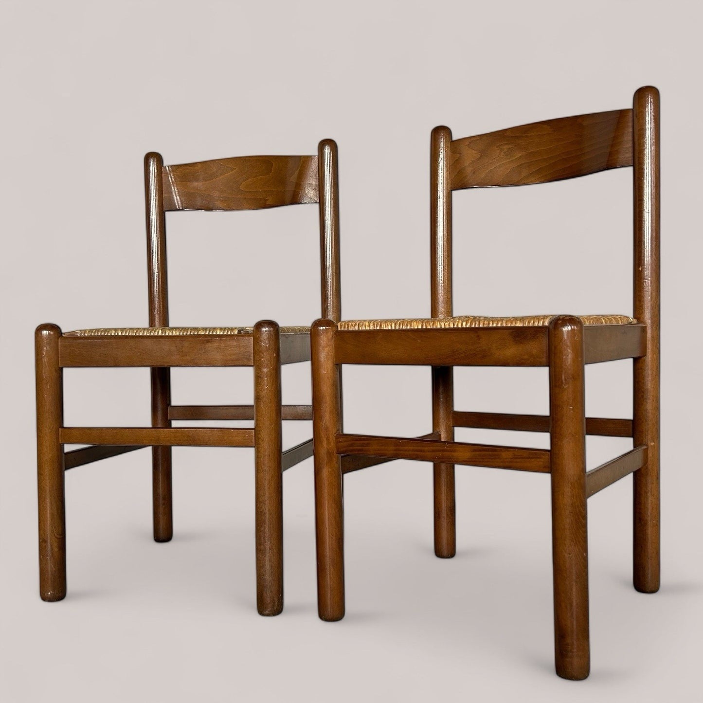 Pair of Italian Rush Dining Chairs