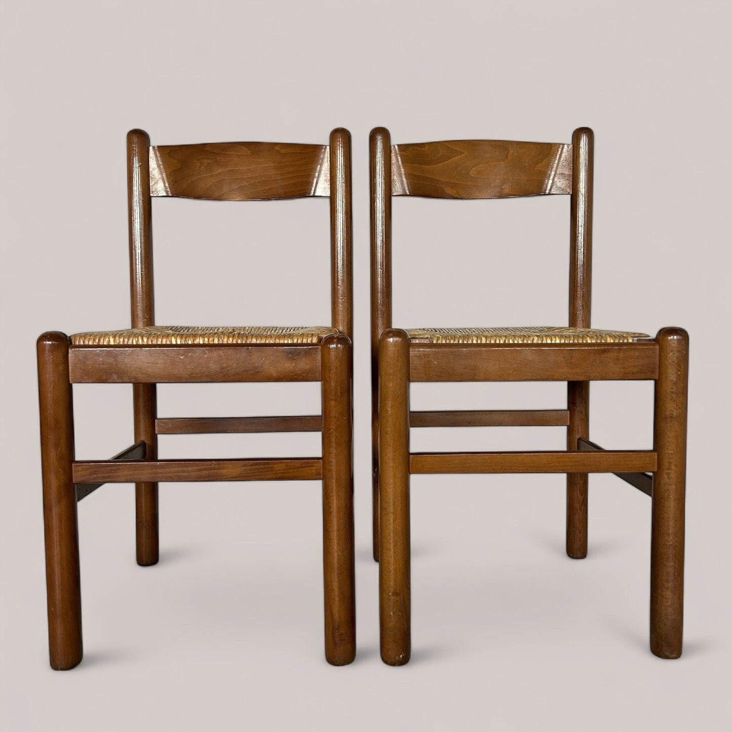 Pair of Italian Rush Dining Chairs
