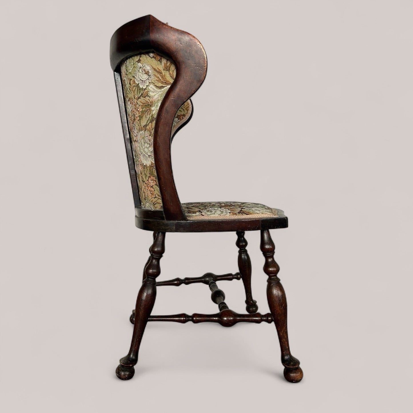 Antique Bobbin Leg Chair with Tapestry Upholstery