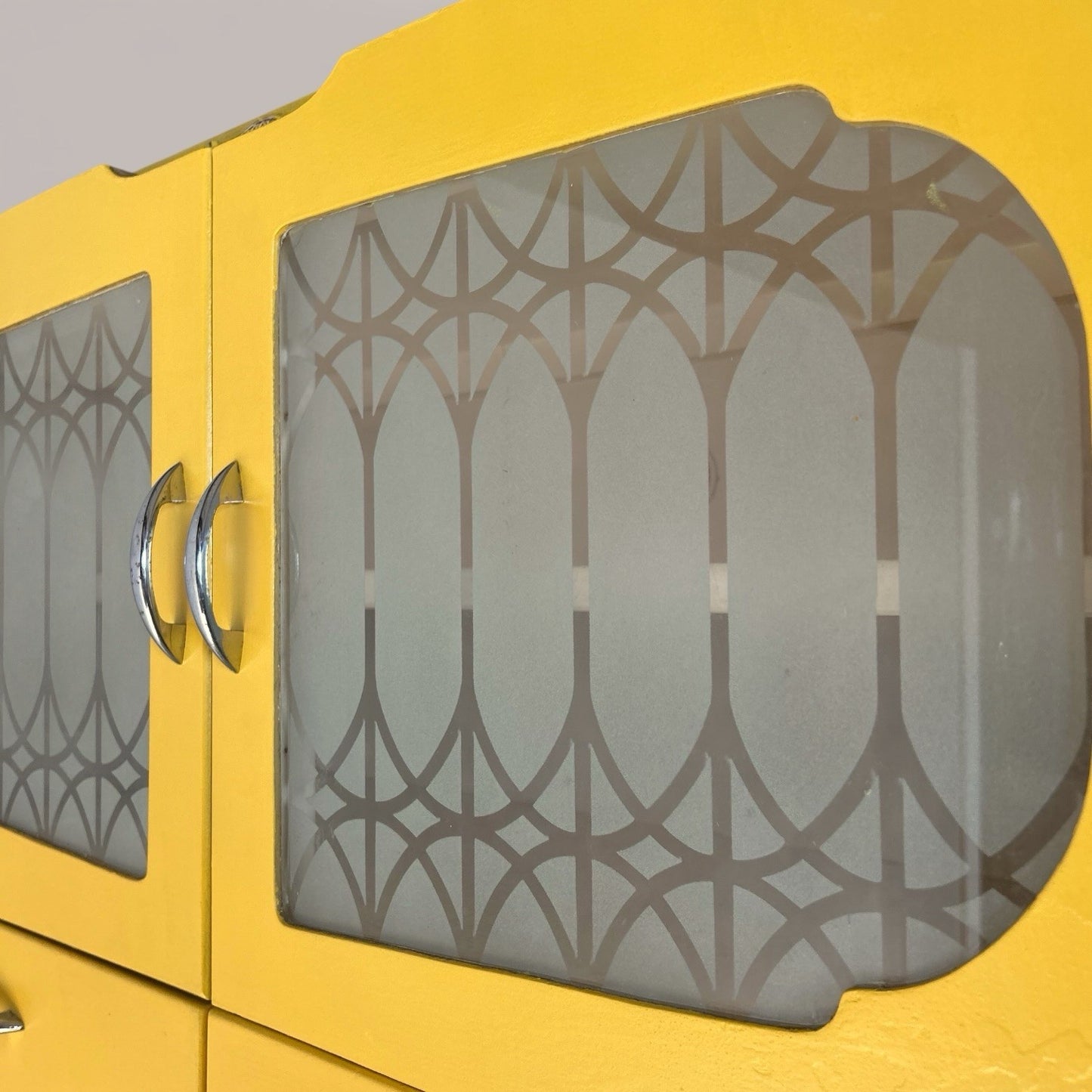 1950s Kitchen Larder Cupboard – Yellow Painted Pantry Cabinet