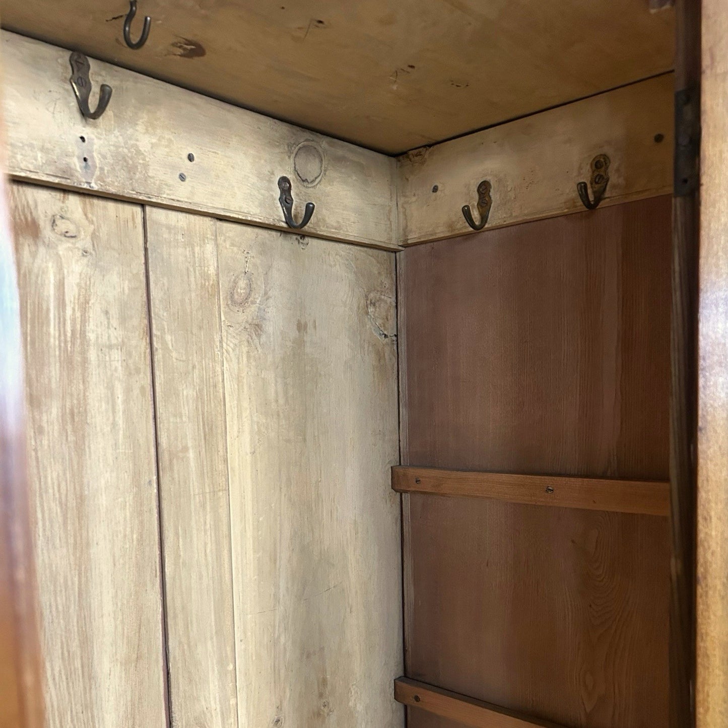Victorian Pine Mirrored Hall Cupboard / Coat Armoire