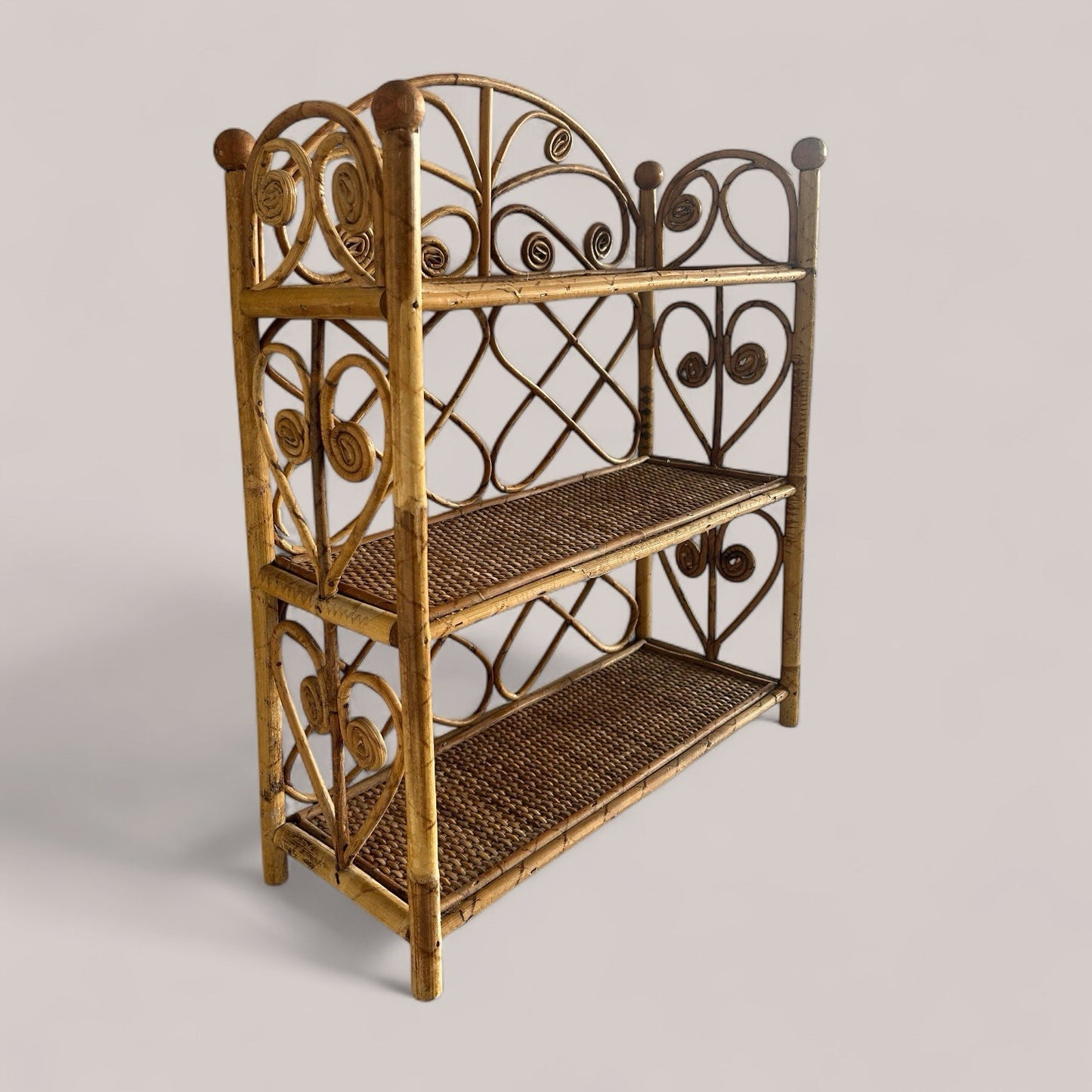 Vintage Bamboo Cane Shelf Unit