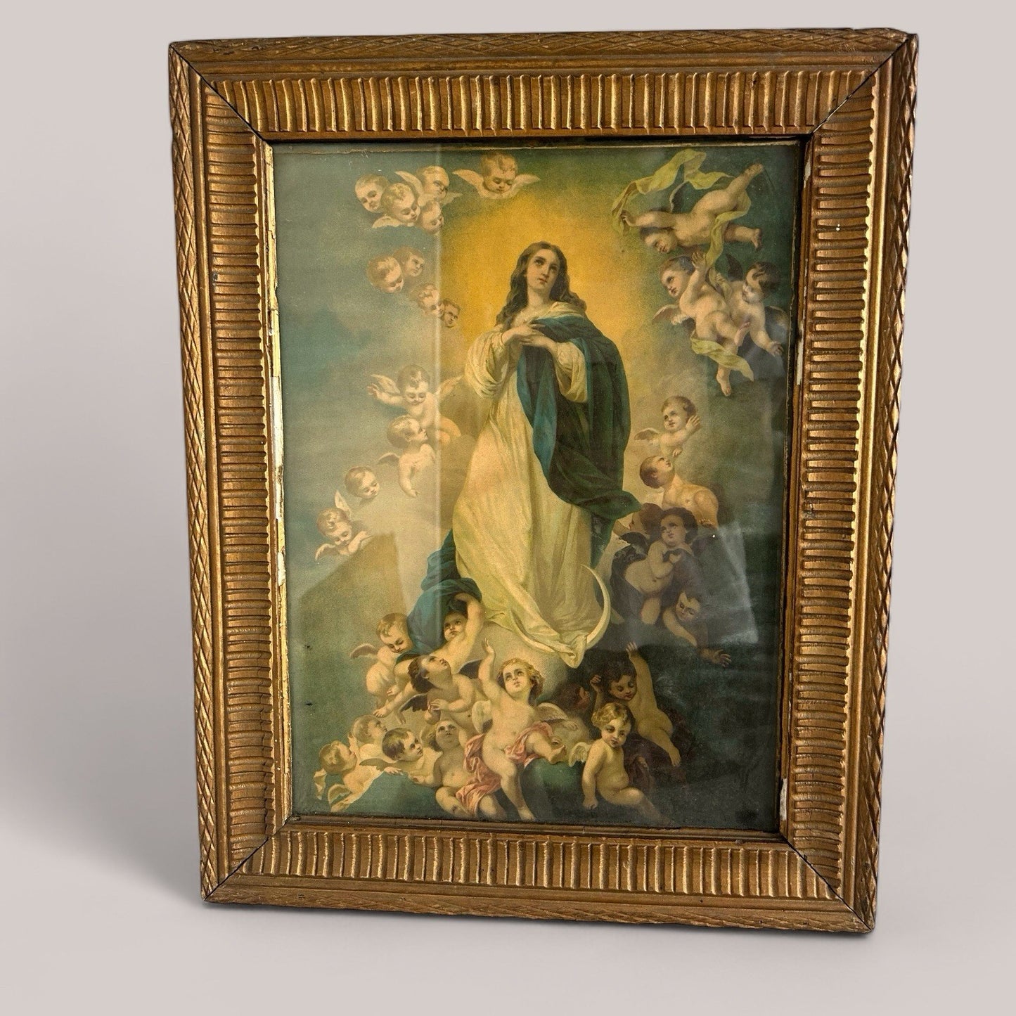 Gilt framed antique print - immaculate conception