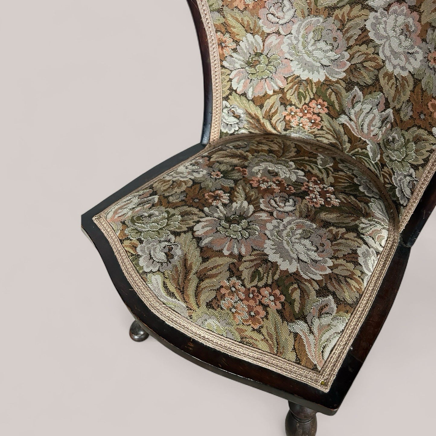Antique Bobbin Leg Chair with Tapestry Upholstery