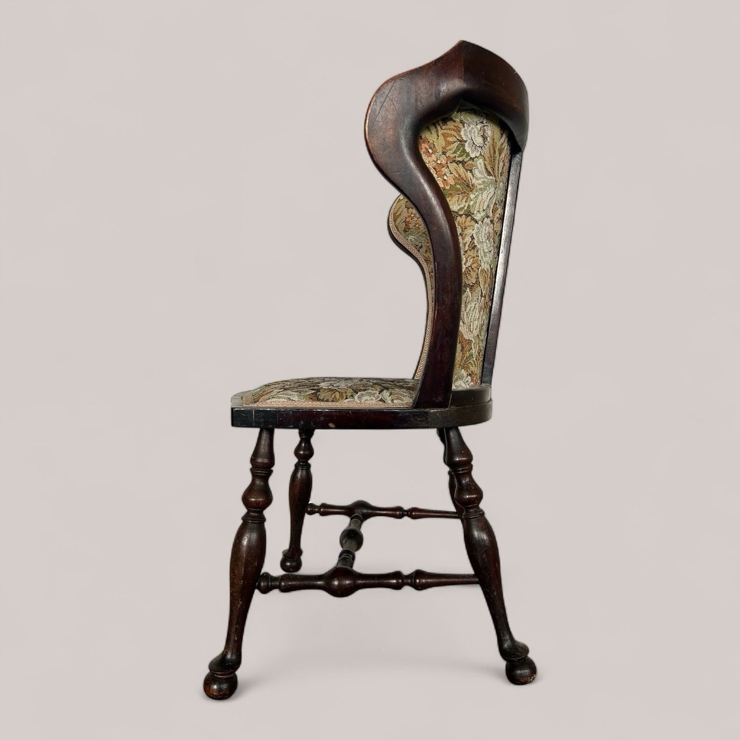 Antique Bobbin Leg Chair with Tapestry Upholstery