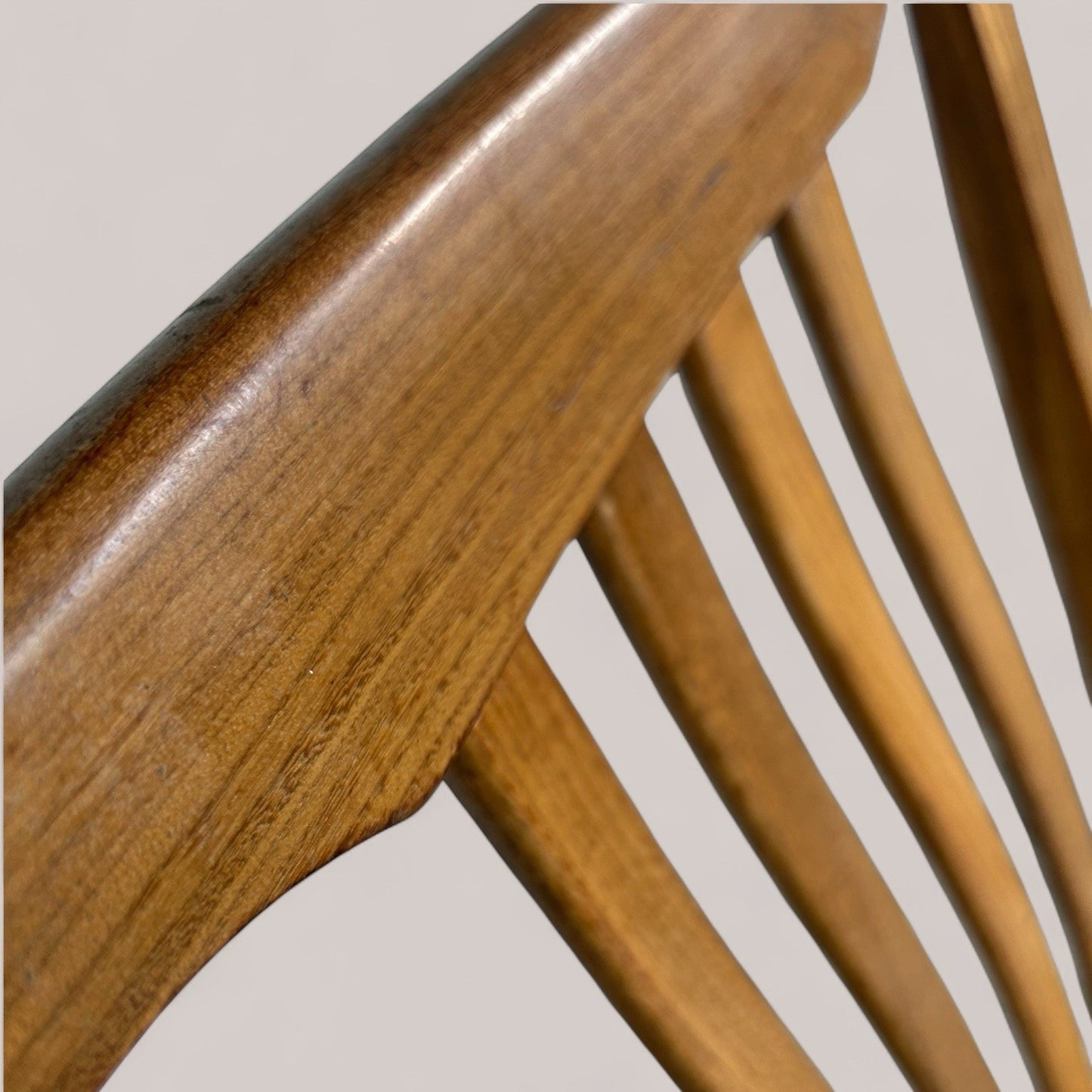 Set of 4 Mid-Century Solid Teak Dining Chairs – Slatted Back, 1960s Design