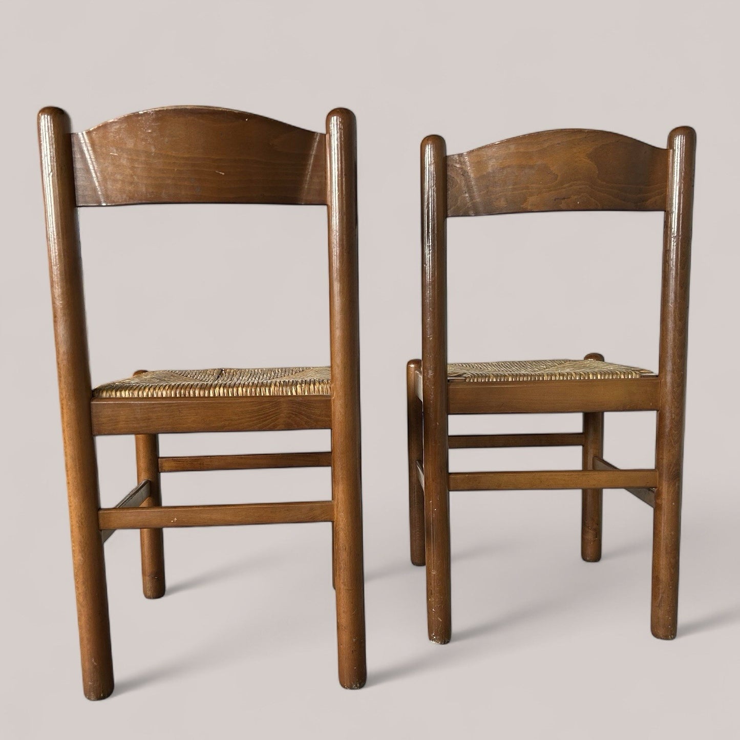 Pair of Italian Rush Dining Chairs