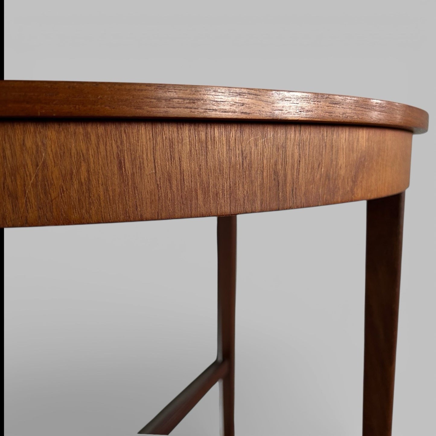 Mid Century Teak Demi Lune Table – Semi Circular Console / Hall Table