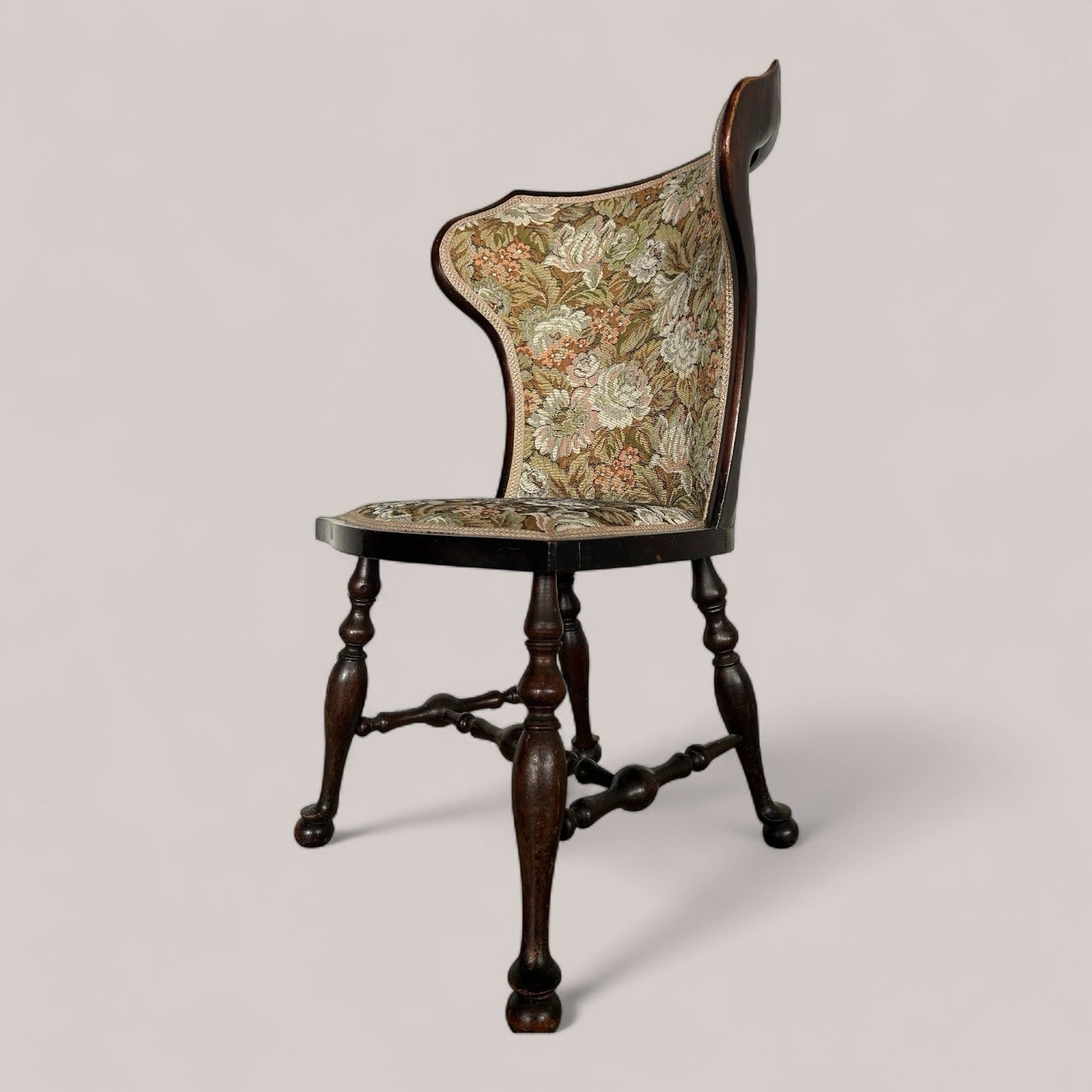 Antique Bobbin Leg Chair with Tapestry Upholstery