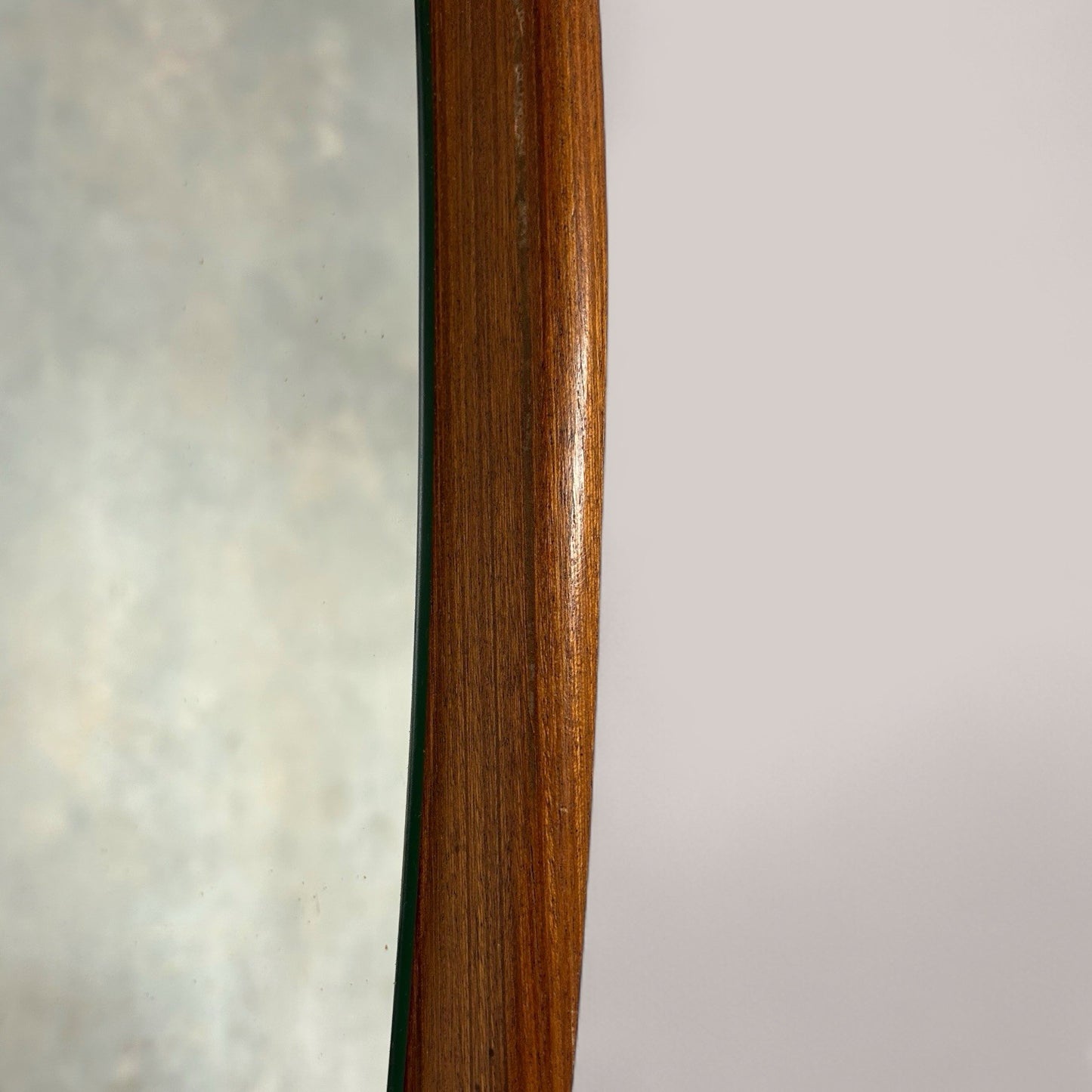 Squoval teak framed mirror