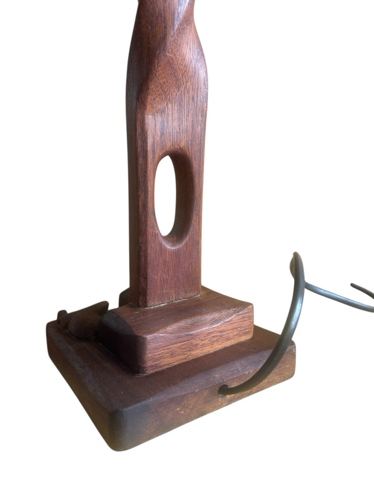 Hand Carved Vintage Teak Table Lamp