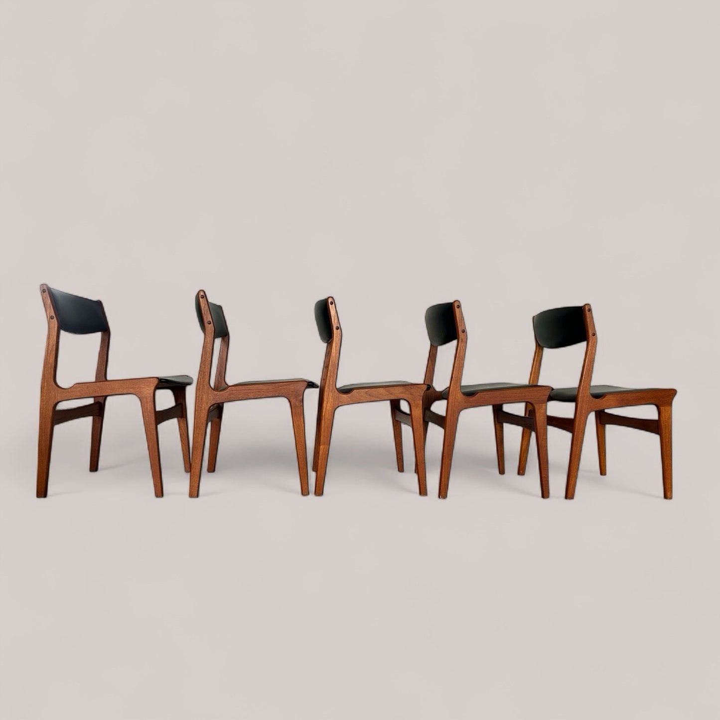 Set of 4 Danish Retro Mid Century Teak Dining Chairs by Erik Buch