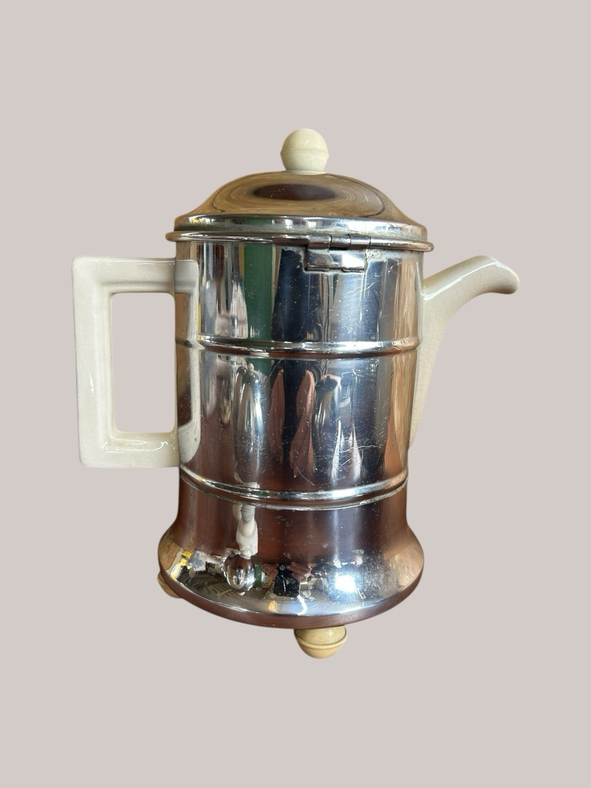 Everhot vintage teapot set, chrome and china