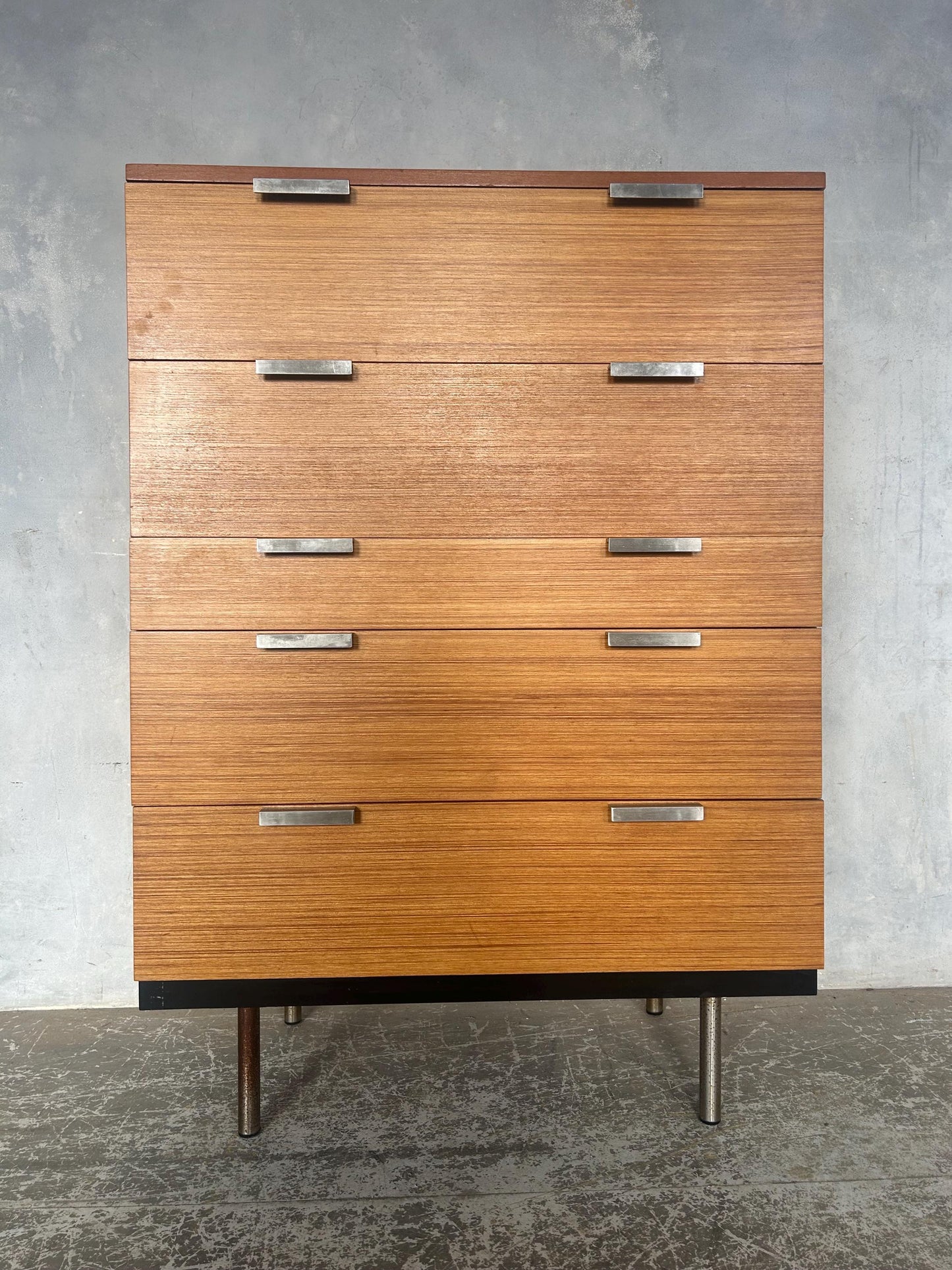 Vintage Stag Fineline 1960s Tallboy Chest of Drawers