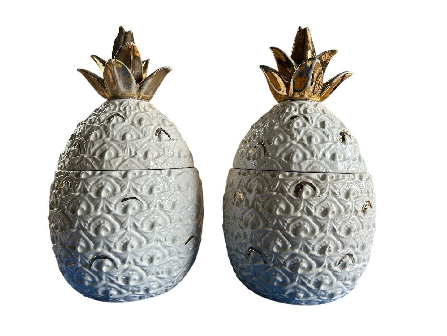 Pair Of Vintage Italian Ceramic Pineapples