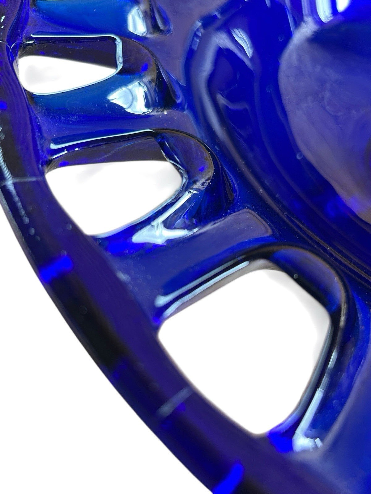 Vintage Bowl Large Glass Pedestal Bowl Cobalt Blue Centre Piece Fruit Bowl