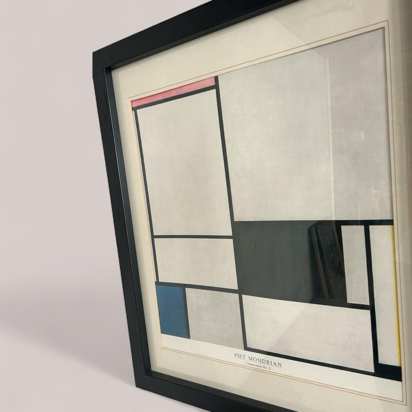Framed Piet Mondrian Print Composition No. 2 in Black Frame (66x76.5cm)