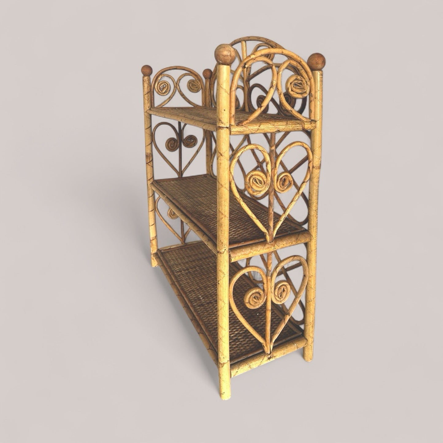 Vintage Bamboo Cane Shelf Unit