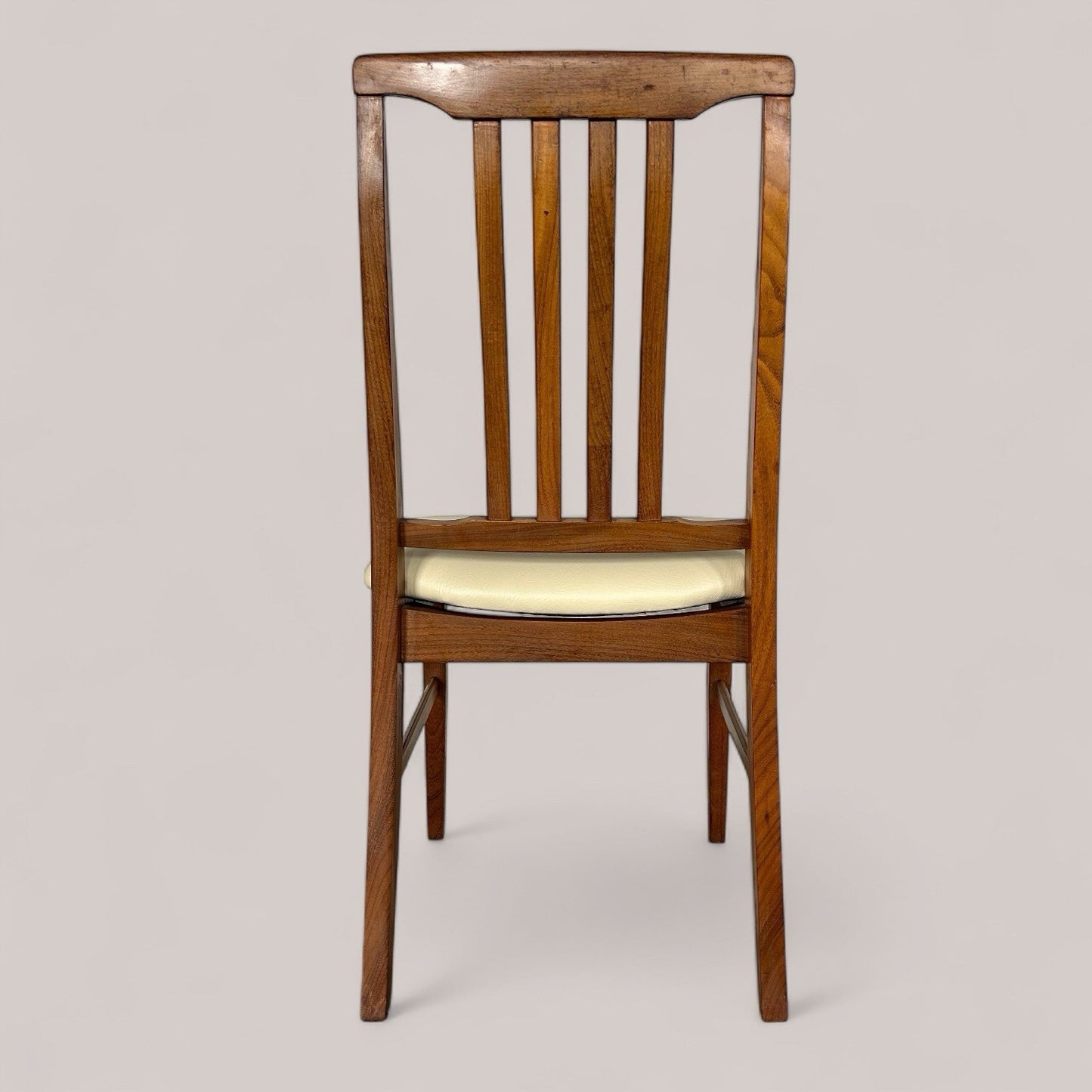 Set of 4 Mid-Century Solid Teak Dining Chairs – Slatted Back, 1960s Design