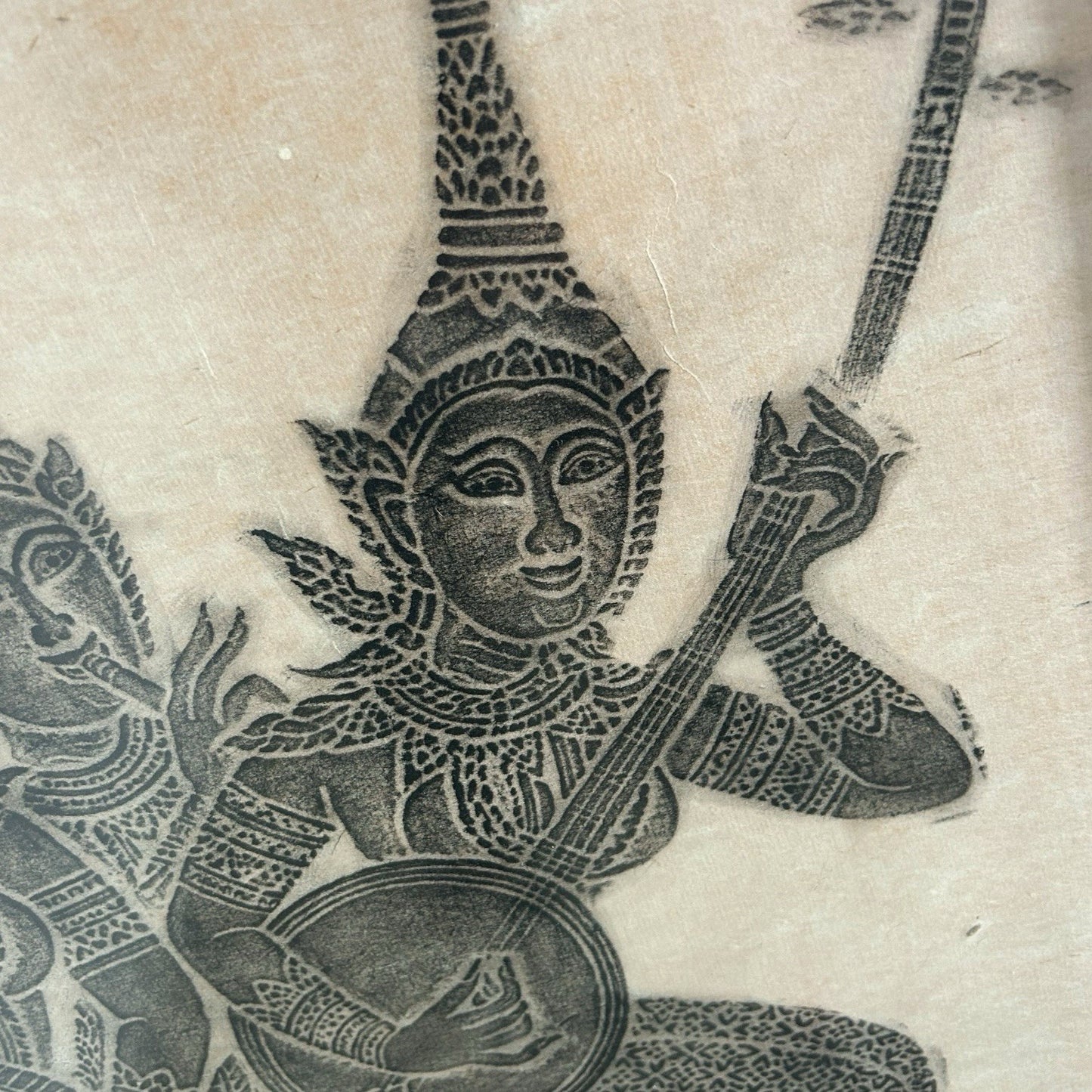 Mid CenturThai Charcoal Rubbing of Musicians in Teak Frame – Boots Framing Dept.