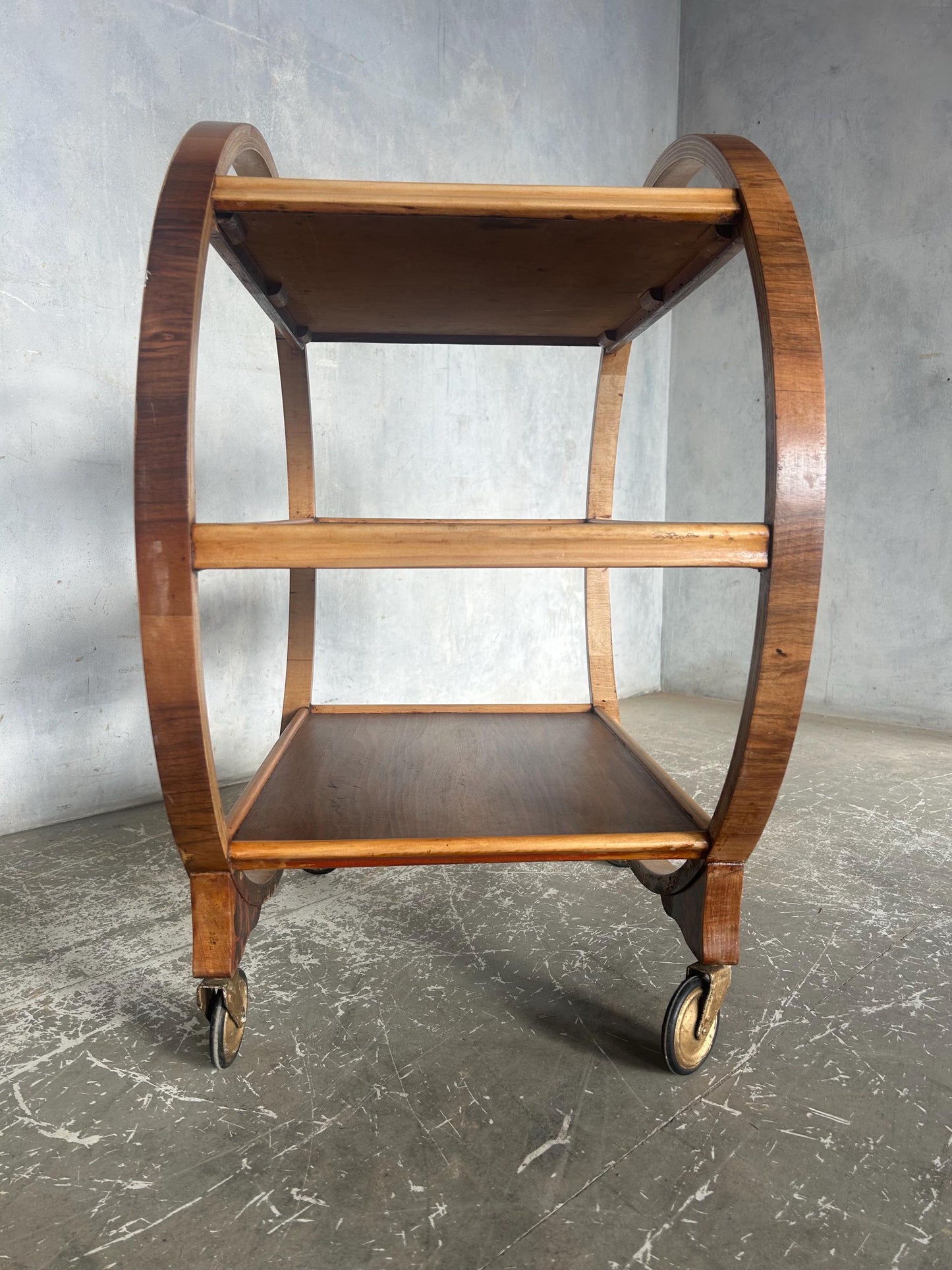 Art Deco 1930s Circular Drinks Trolley / hostess trolley