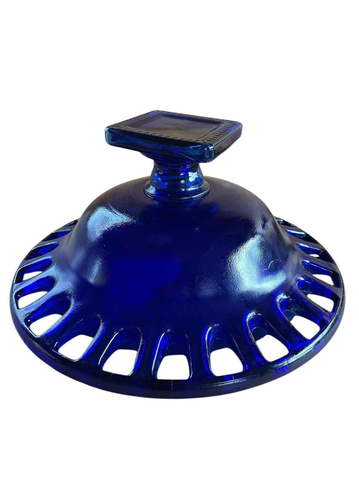Vintage Bowl Large Glass Pedestal Bowl Cobalt Blue Centre Piece Fruit Bowl