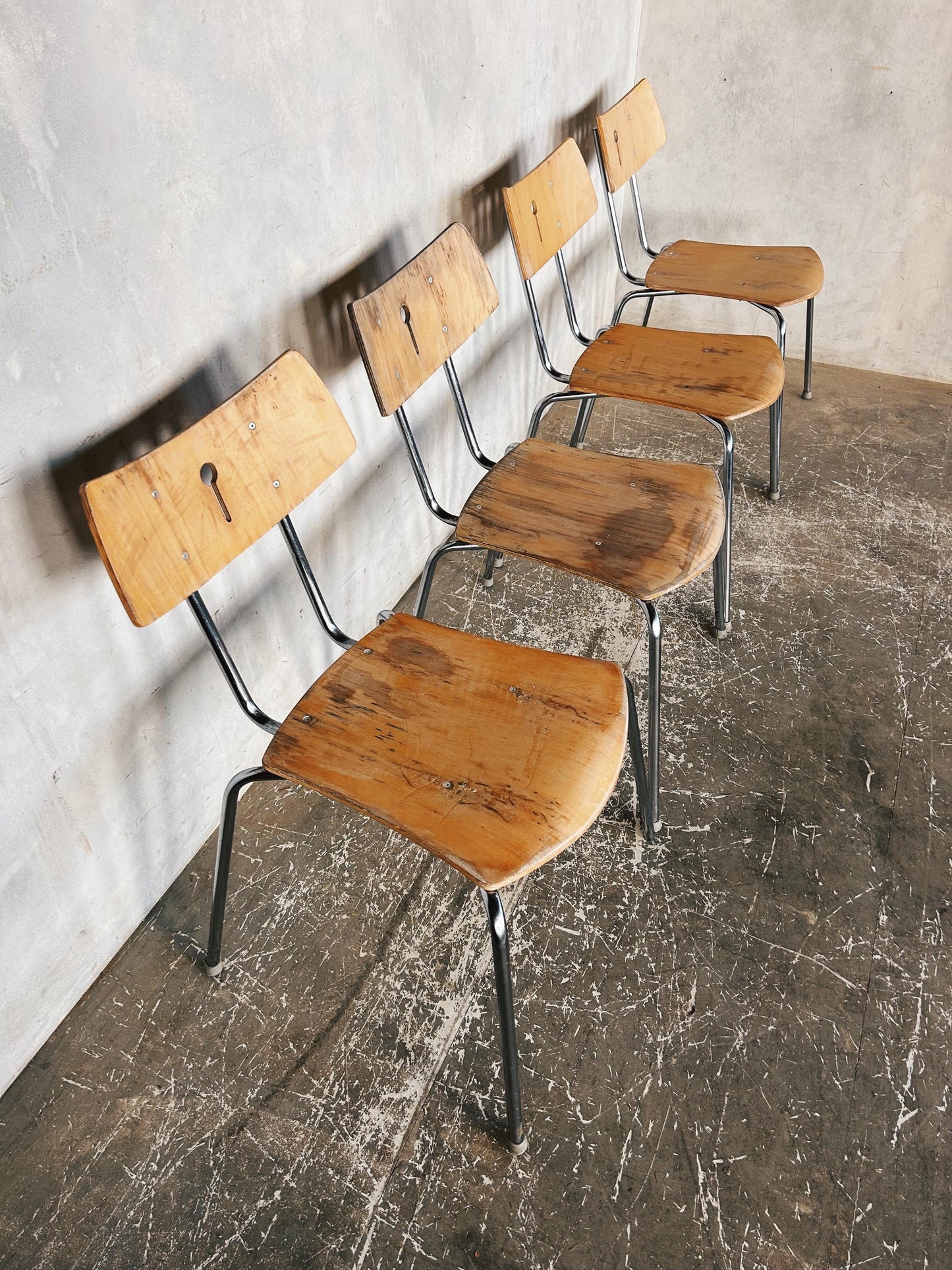mid century stacking chairs - set of 4