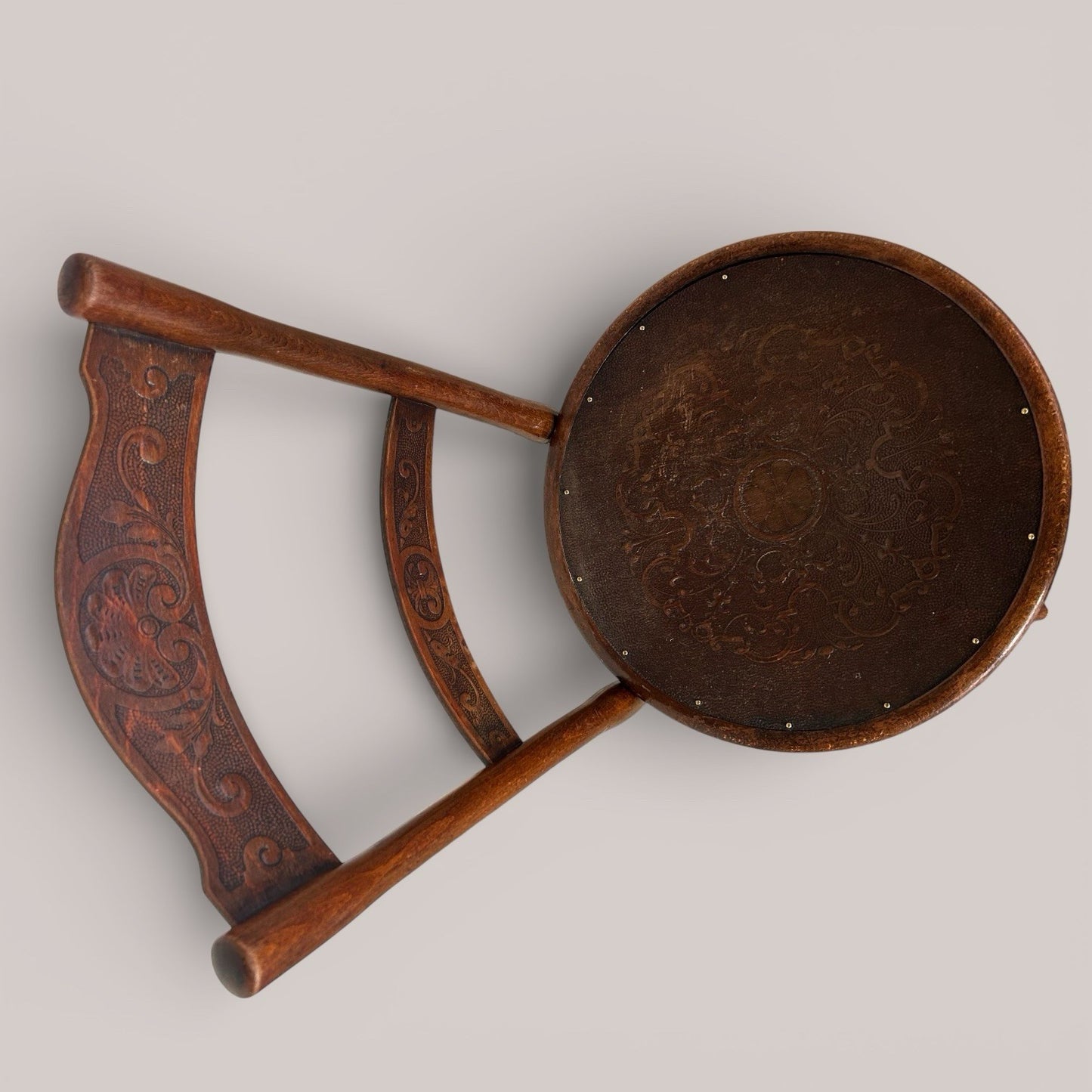 Antique Thonet Bentwood Dining Chair with Embossed Seat