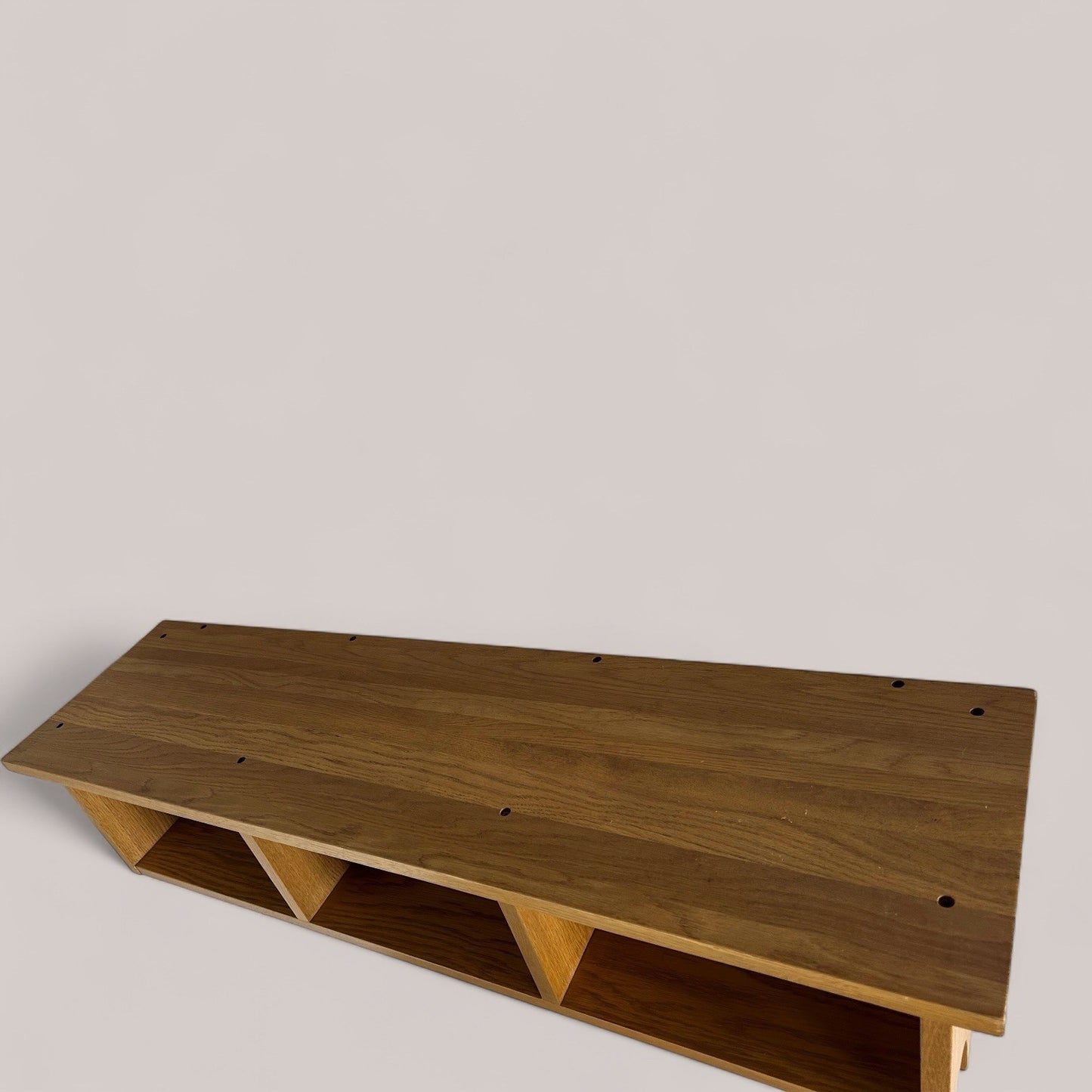 Solid Oak Wall-Mounted Coat Rack with Shelf and Cubby Storage