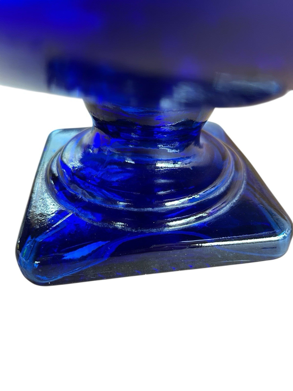 Vintage Bowl Large Glass Pedestal Bowl Cobalt Blue Centre Piece Fruit Bowl