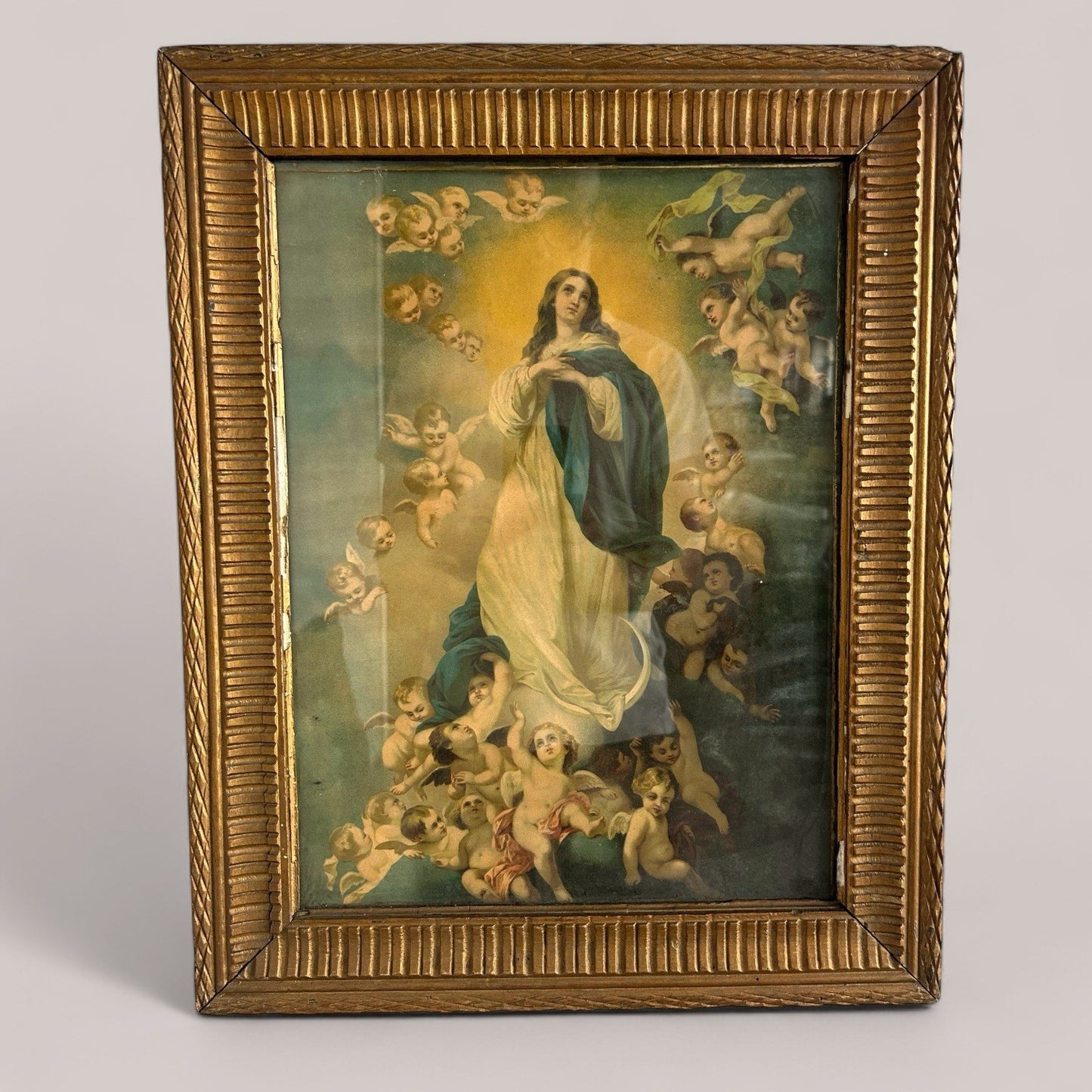 Gilt framed antique print - immaculate conception
