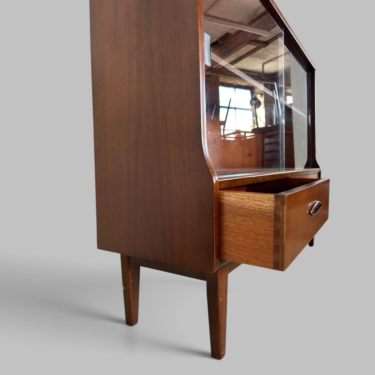 1960s Jentique Glazed Display Cabinet with Two Drawers