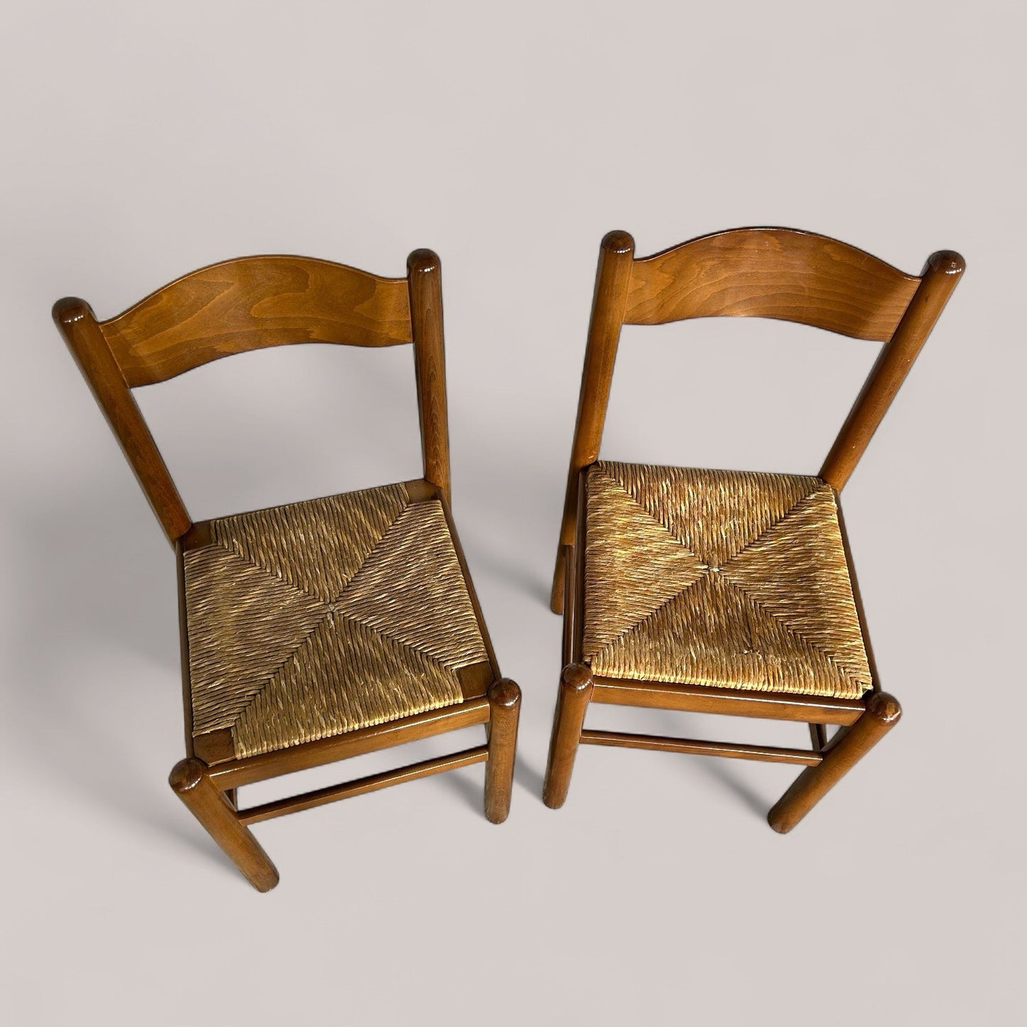 Pair of Italian Rush Dining Chairs