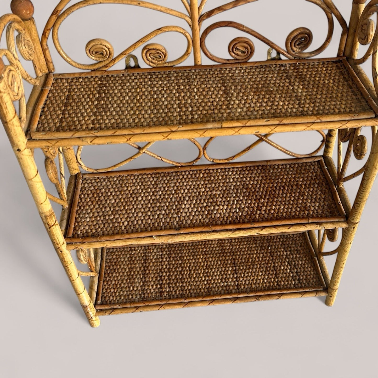 Vintage Bamboo Cane Shelf Unit