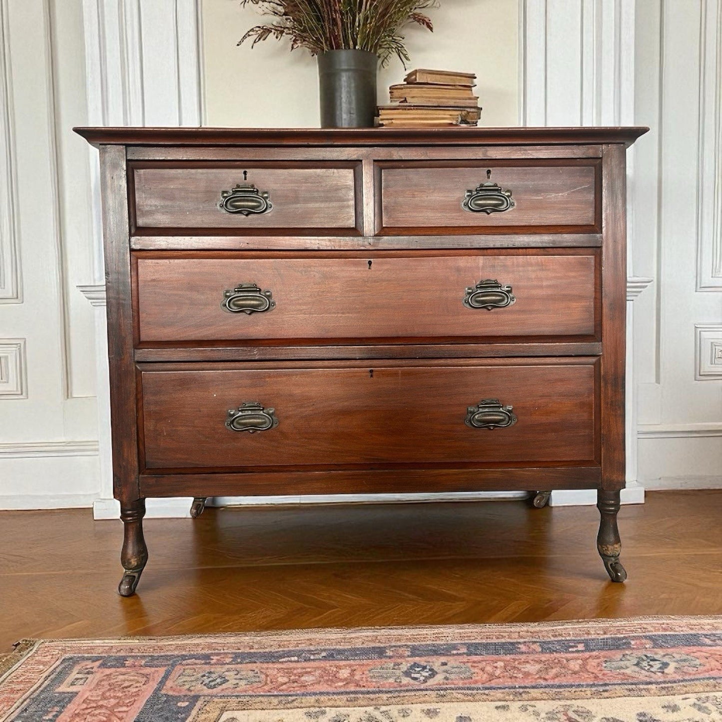 Edwardian Mahogany Chest of Drawers on Ceramic Castors c.1910