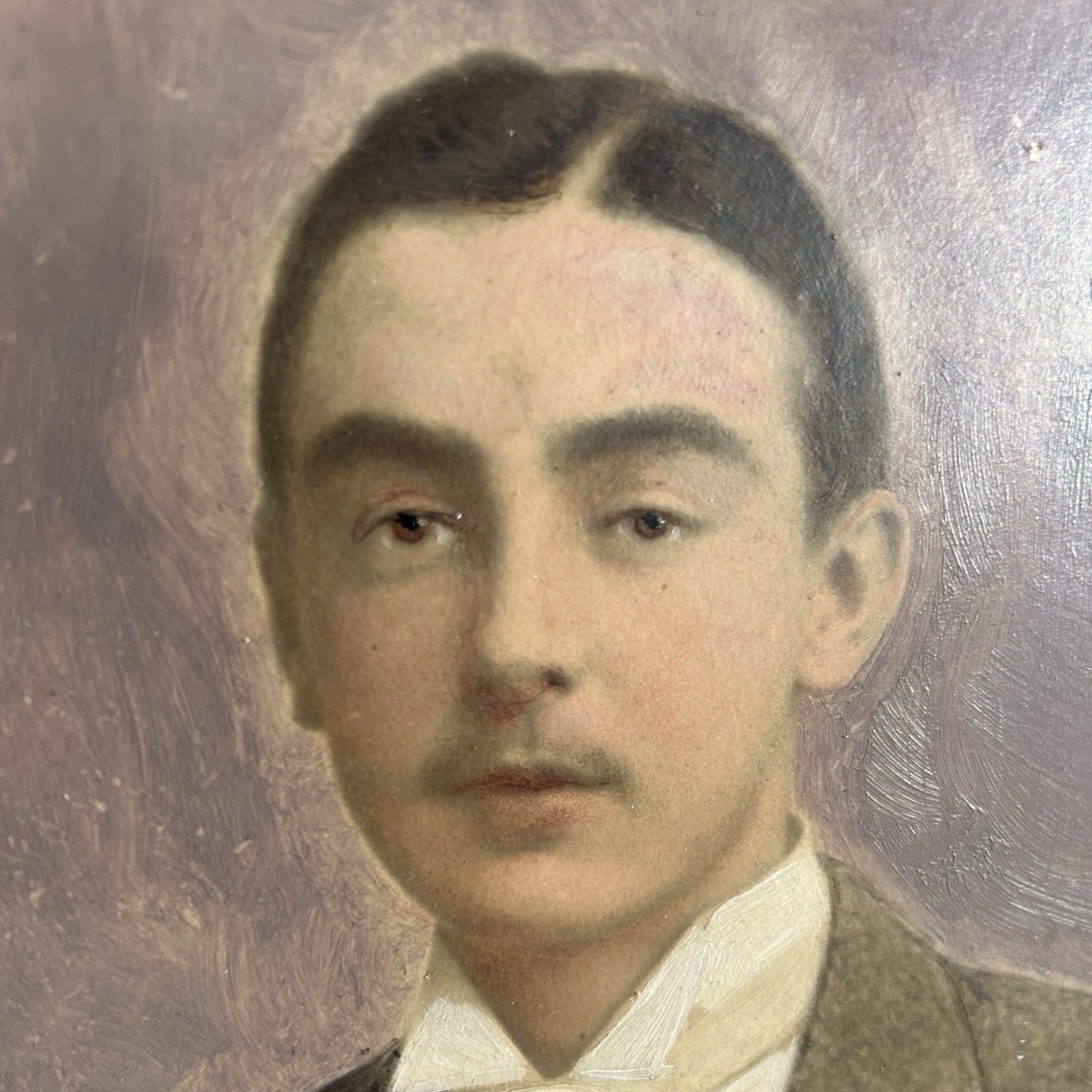Edwardian Oil Portrait of Gentleman with Dog in Gilt Frame