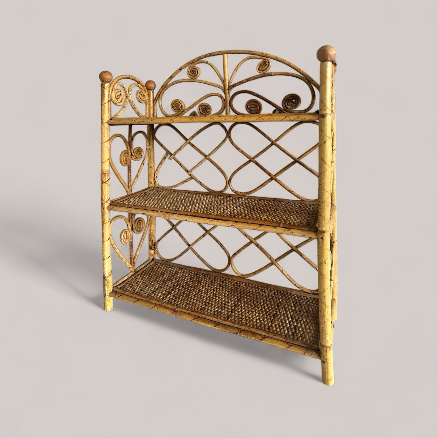 Vintage Bamboo Cane Shelf Unit