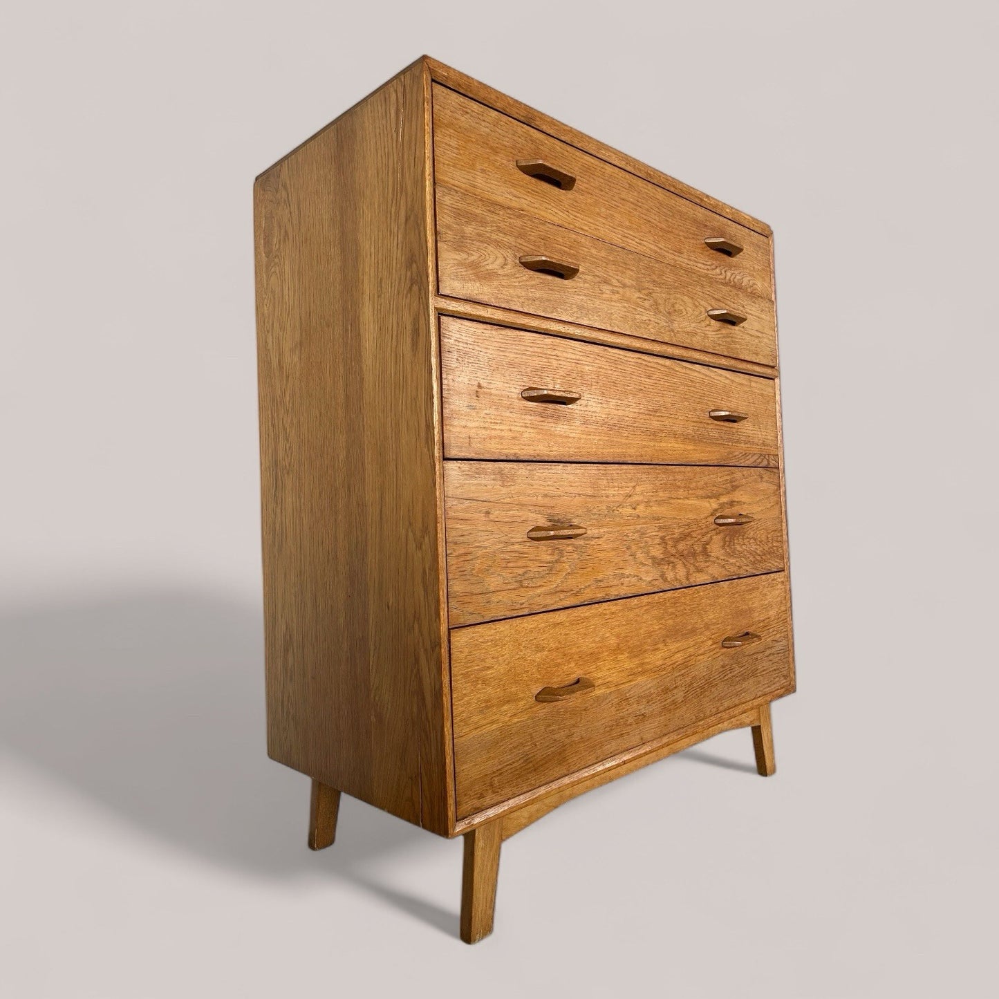 Scandi Oak Mid Century Tallboy Chest of Drawers