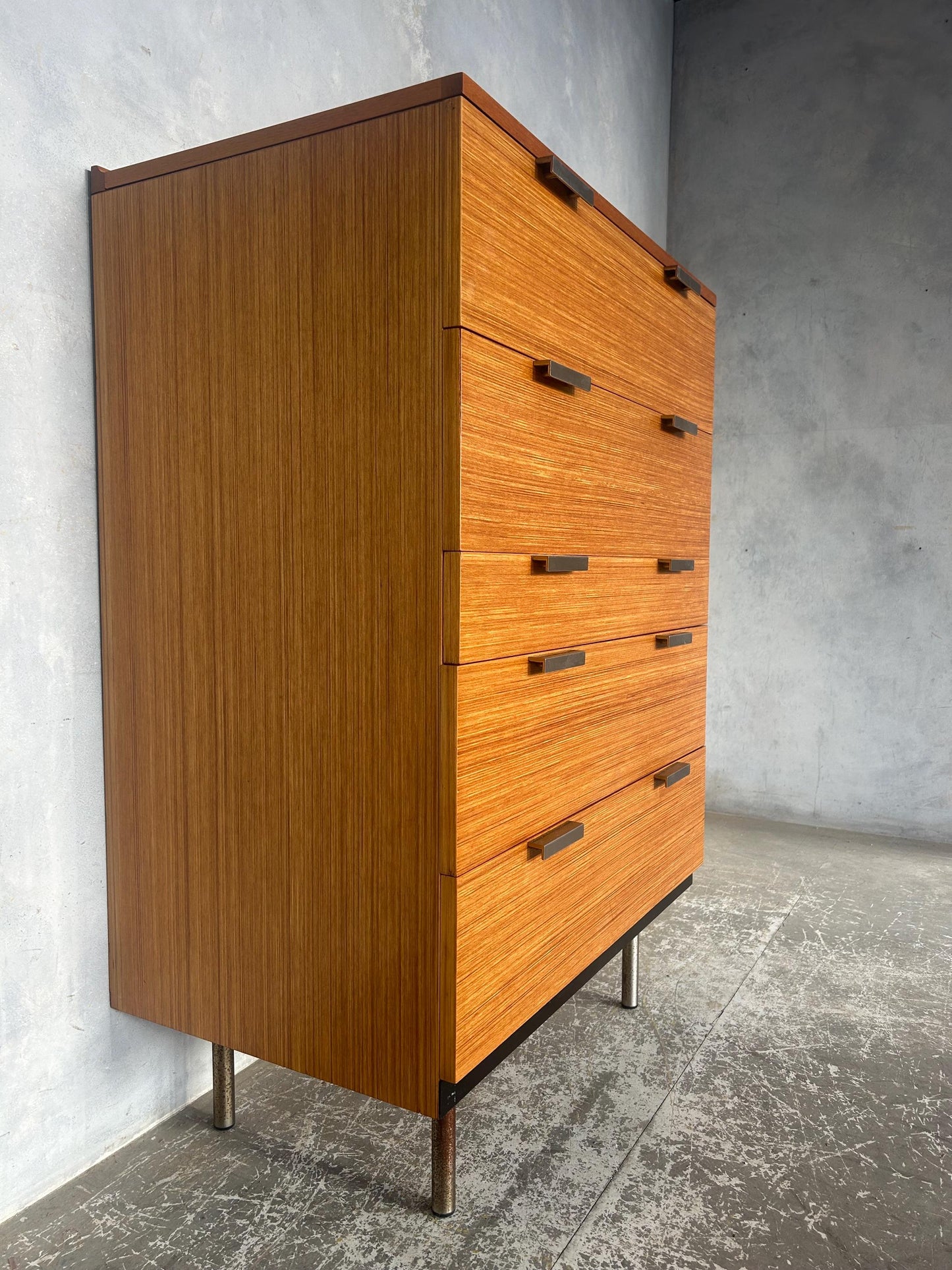 Vintage Stag Fineline 1960s Tallboy Chest of Drawers