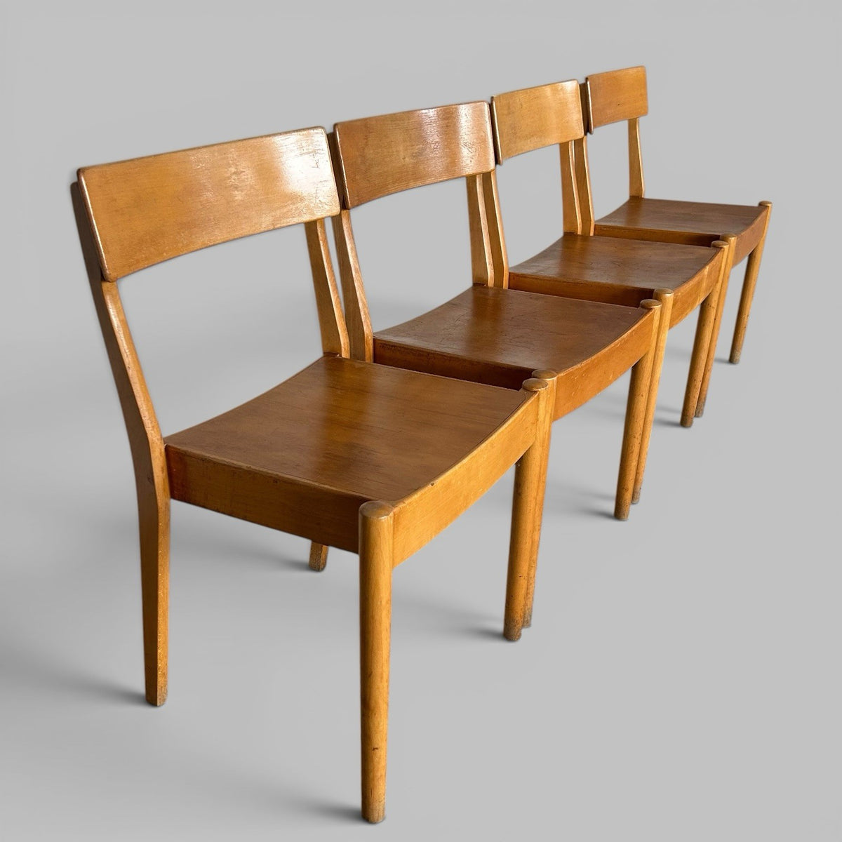 Set of 6 FDB Møbler Danish Stacking Dining Chairs – Solid Beech