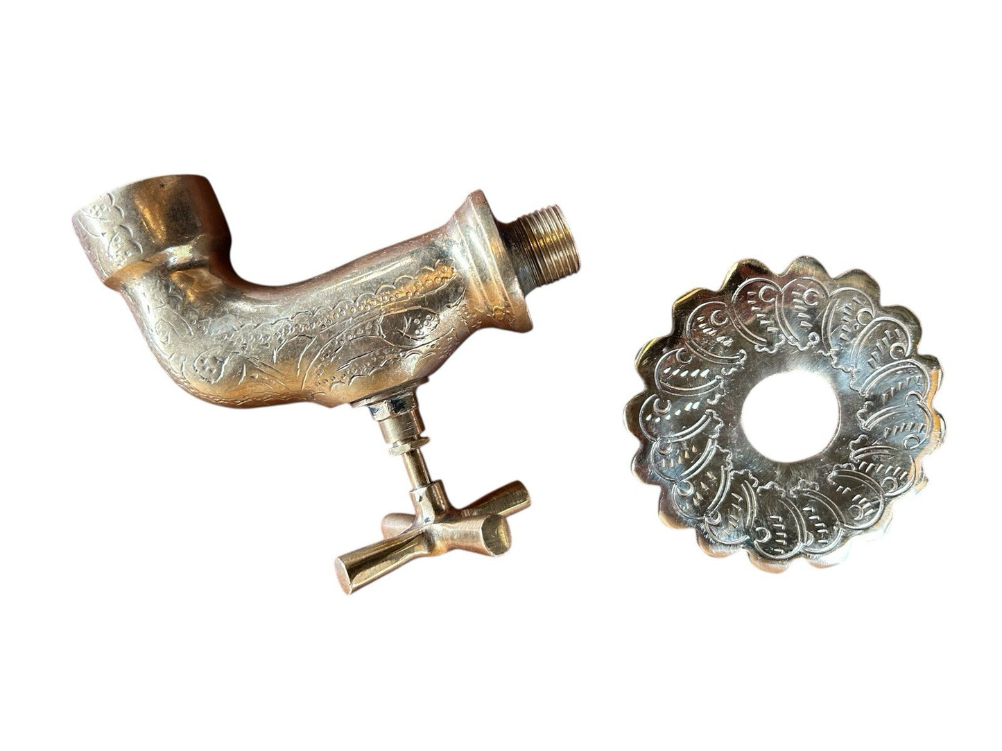 Hand engraved Moroccan BRASS gold colour wall mounted wash basin faucet tap