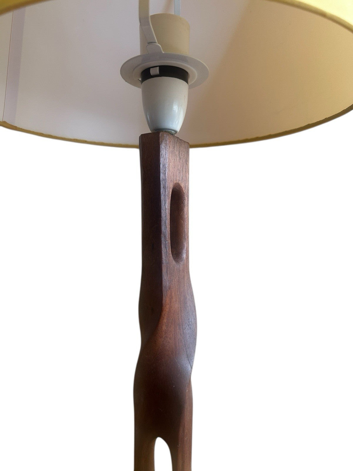 Hand Carved Vintage Teak Table Lamp