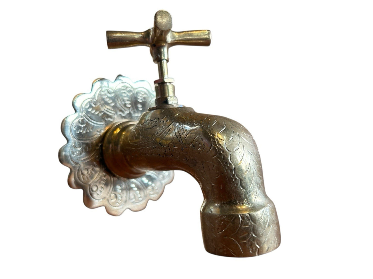 Hand engraved Moroccan BRASS gold colour wall mounted wash basin faucet tap