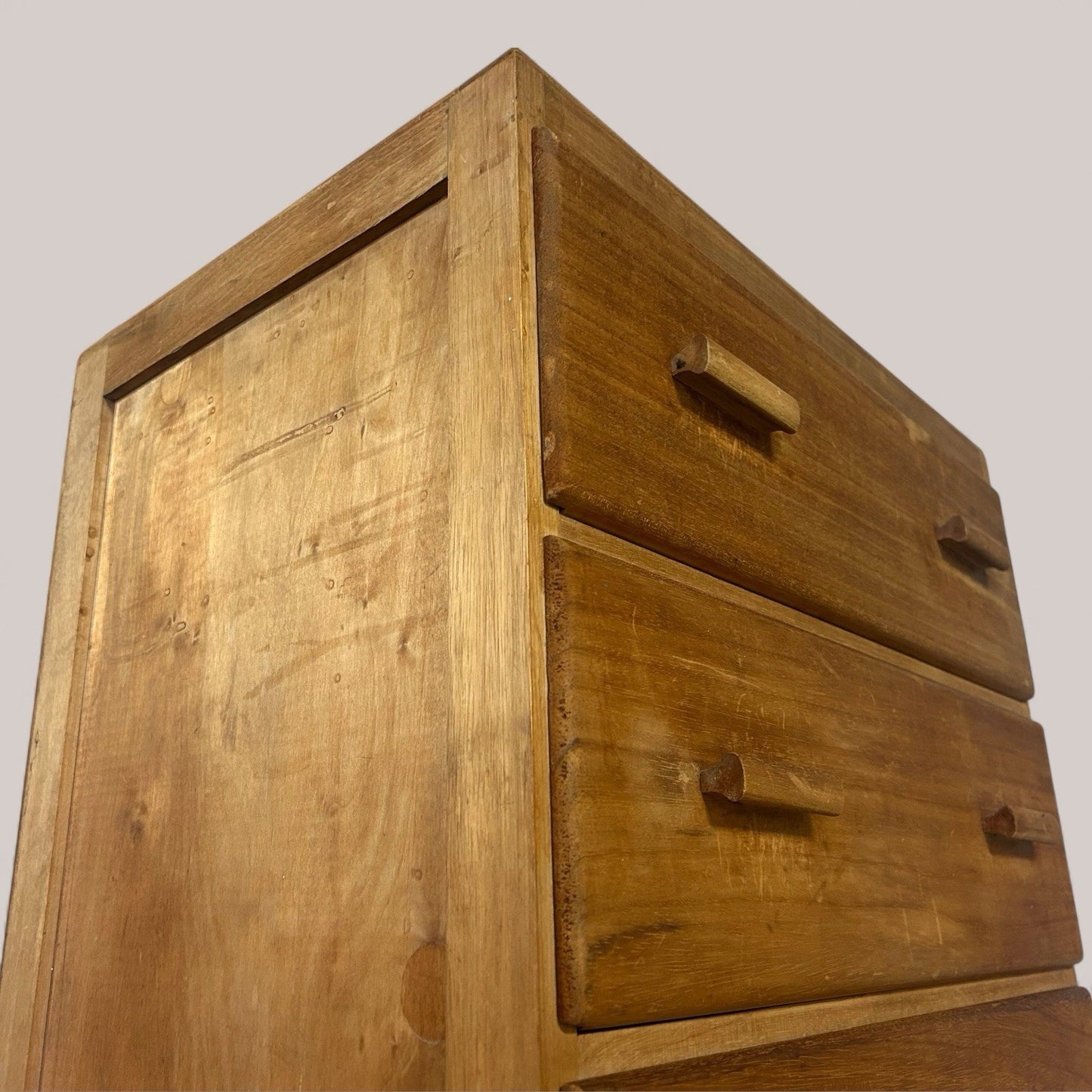 1930s Utilitarian Solid Pine Tallboy