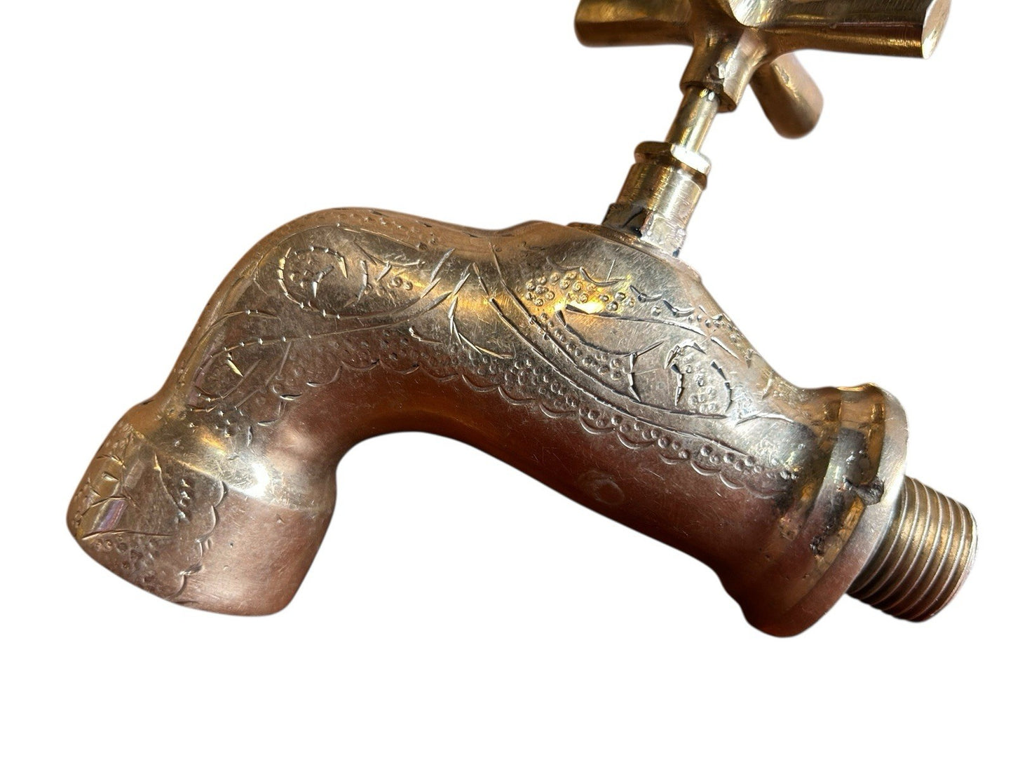 Hand engraved Moroccan BRASS gold colour wall mounted wash basin faucet tap