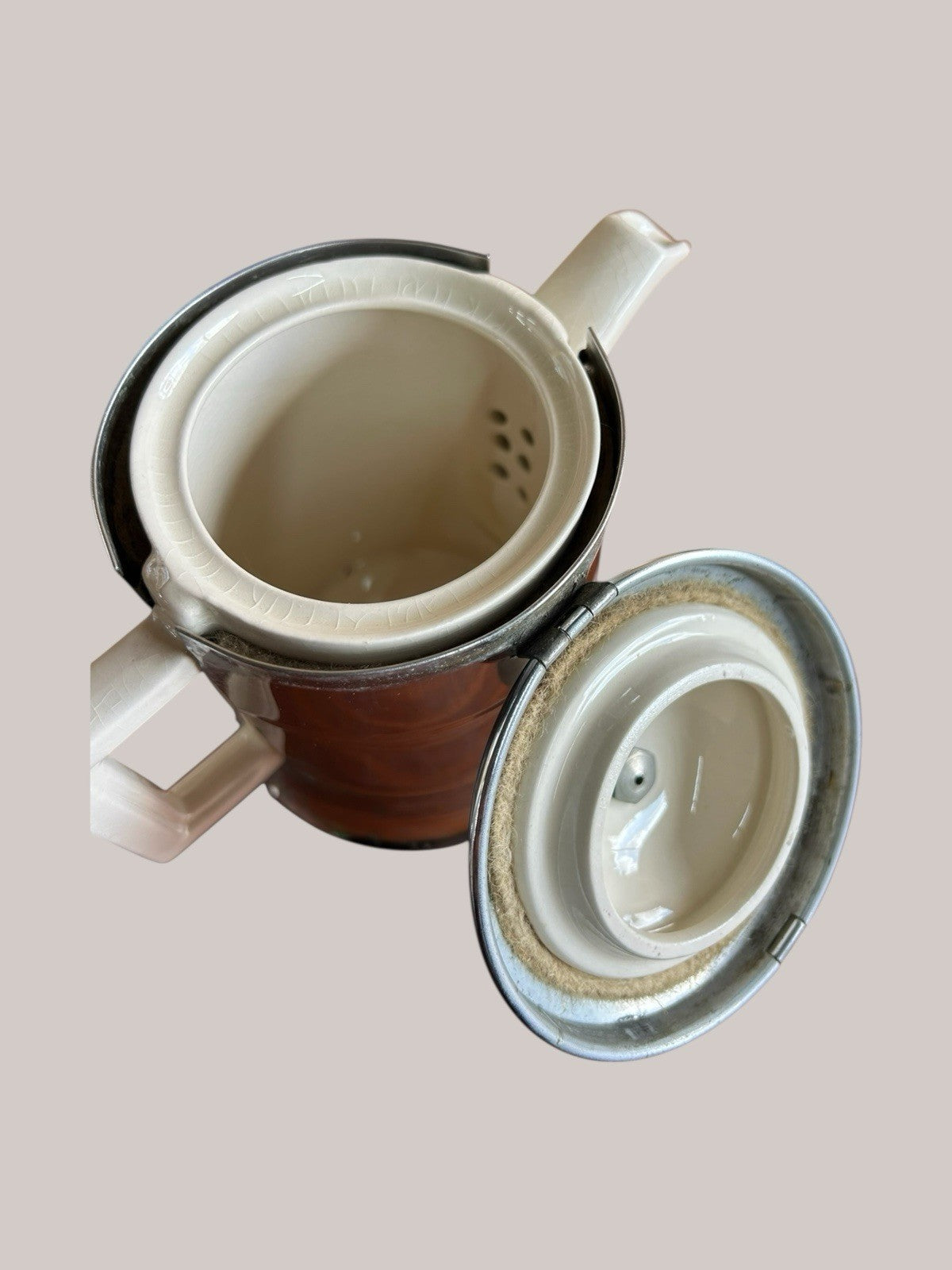 Everhot vintage teapot set, chrome and china